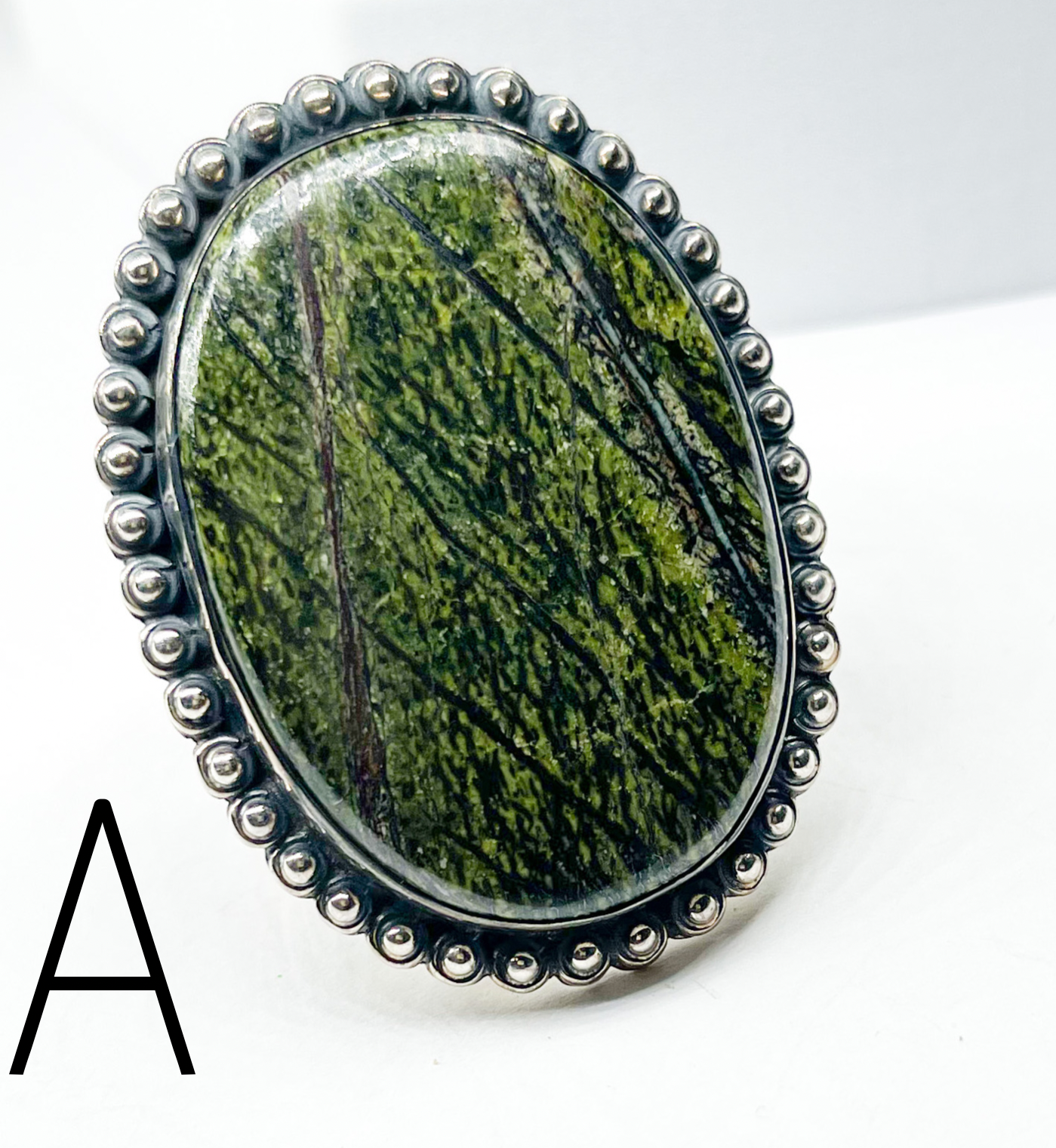 Zebra Jasper Statement Ring with Flex Cuff Ring - Solid Sterling Silver
