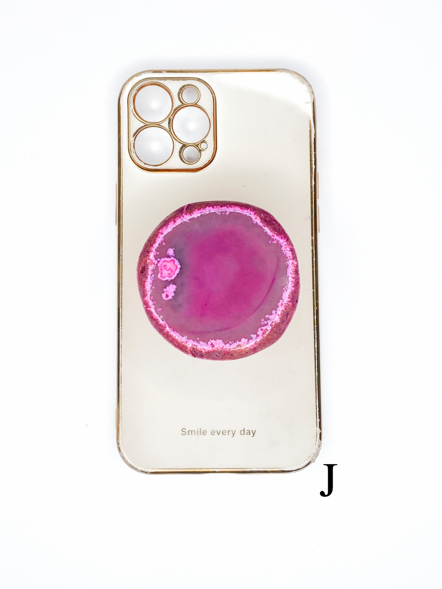 Pink Natural Raw Agate Phone Stone