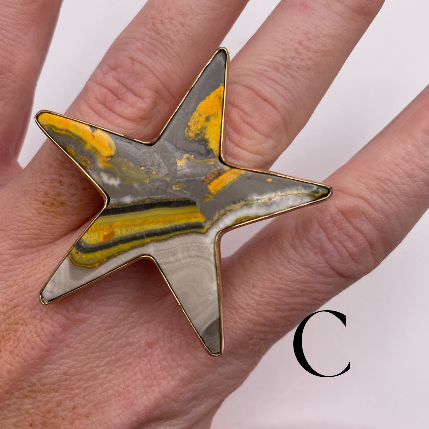 BUMBLE BEE JASPER STARR RING -=ALCHEMIA
