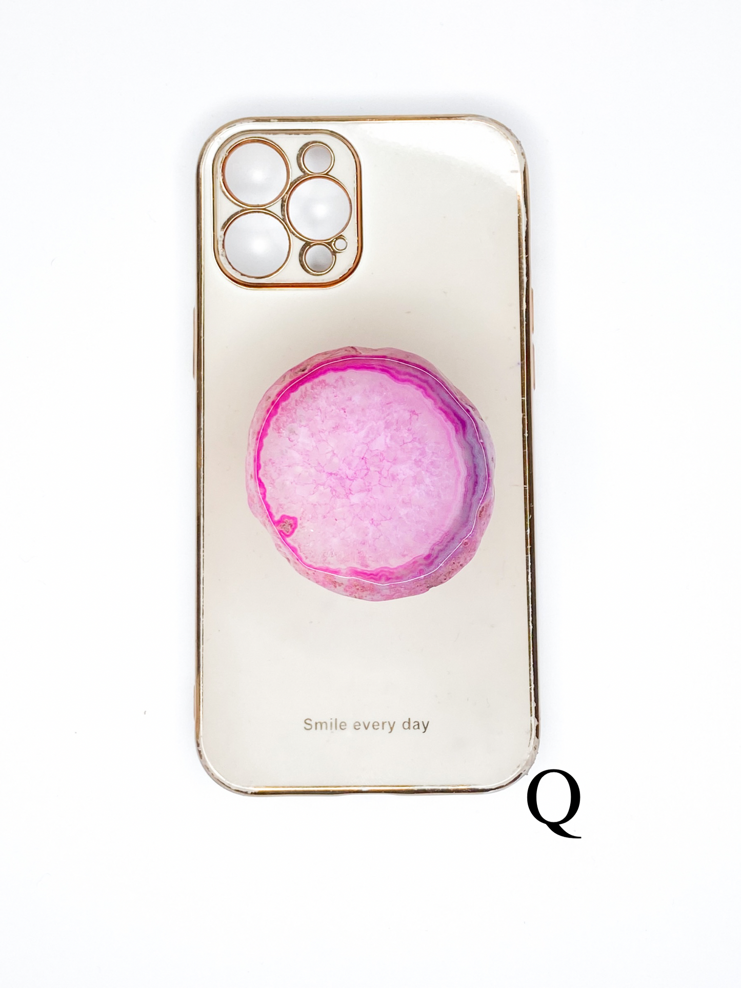 Pink Natural Raw Agate Phone Stone