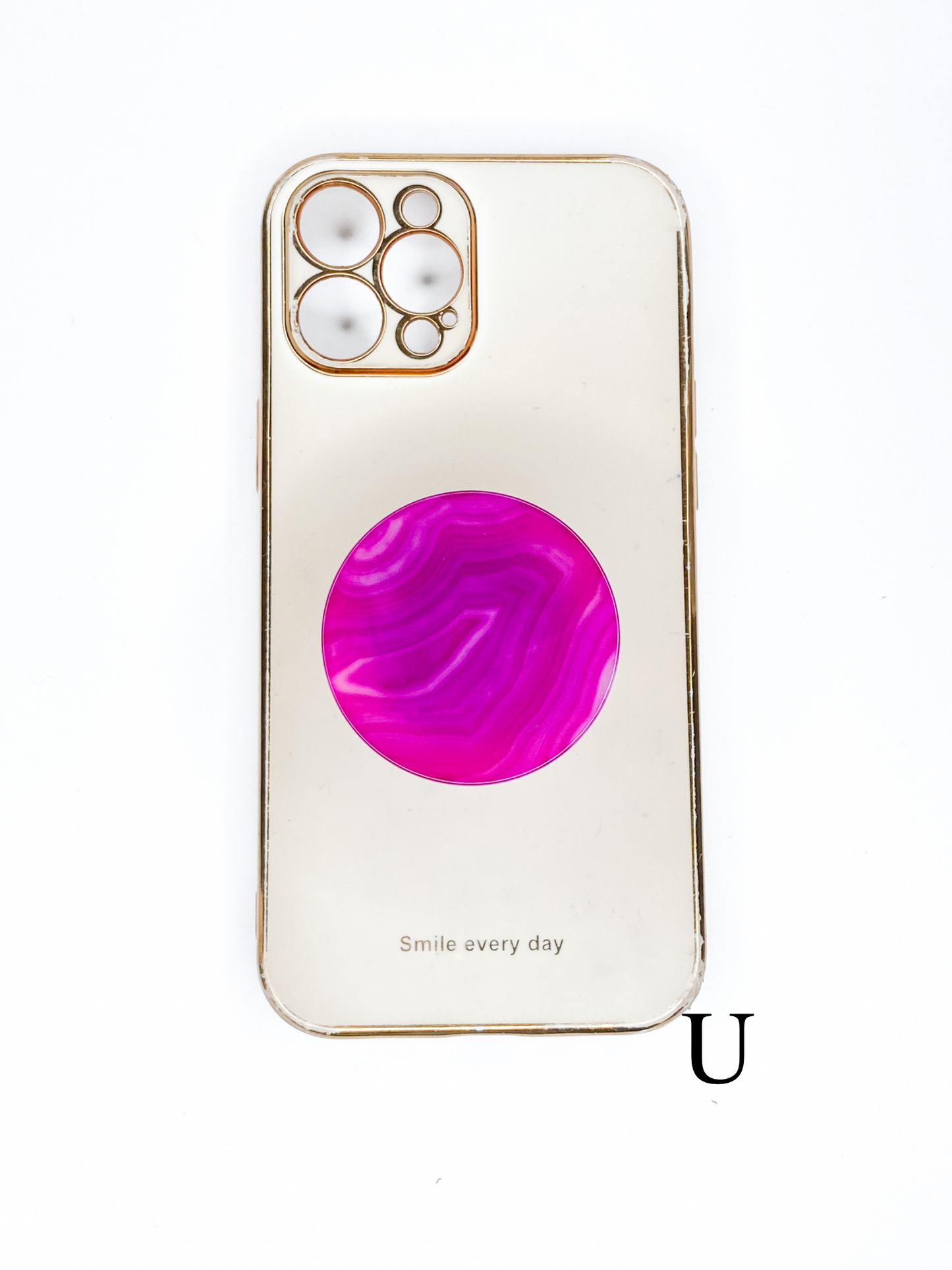 Pink Round Agate Phone Stones