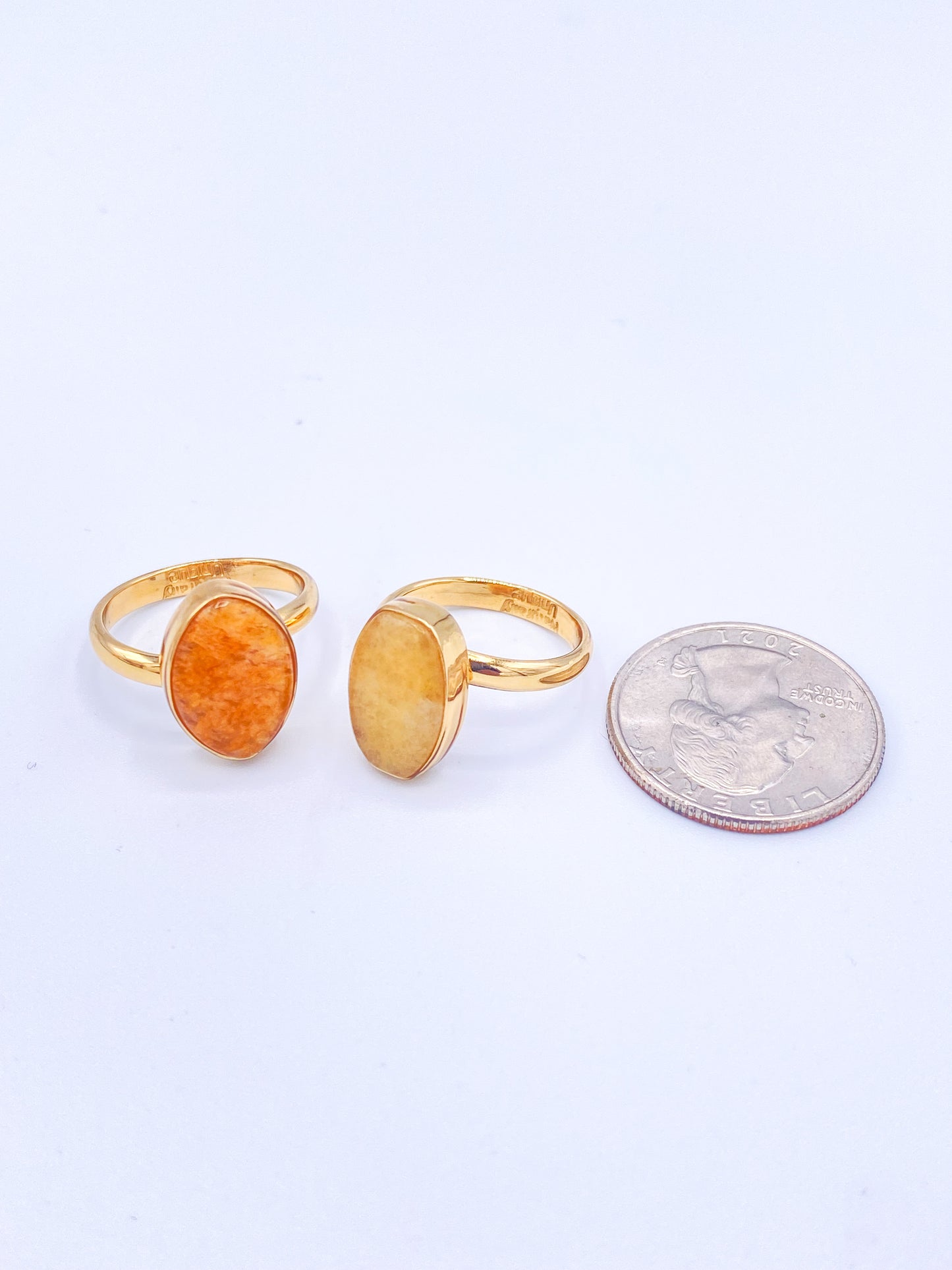 Dainty Peach Quartz Adjustable Ring - Alchemia