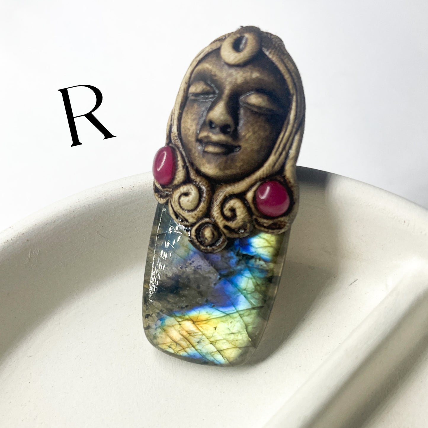 Face Labradorite Clay Pendants