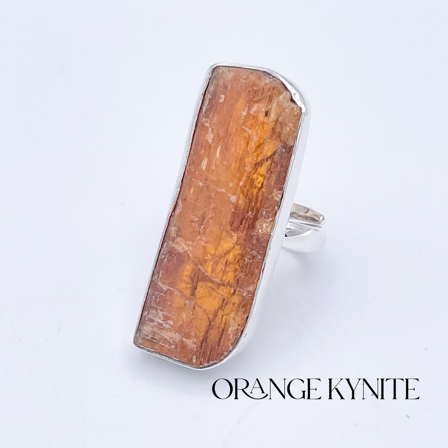 Raw Orange Kyanite Ring - Solid Sterling Silver