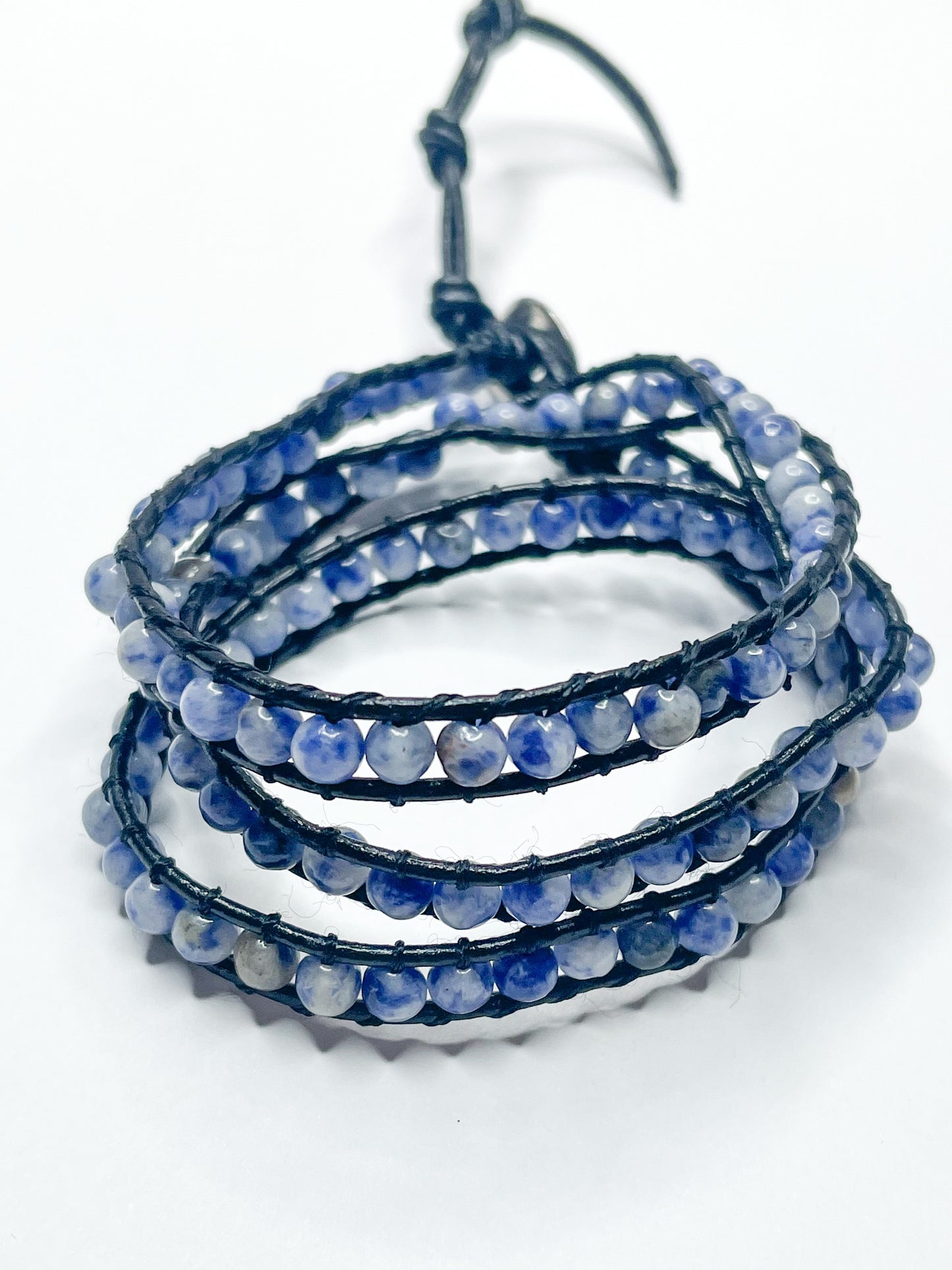 Sodalite Super Long Leather Wrap - 108