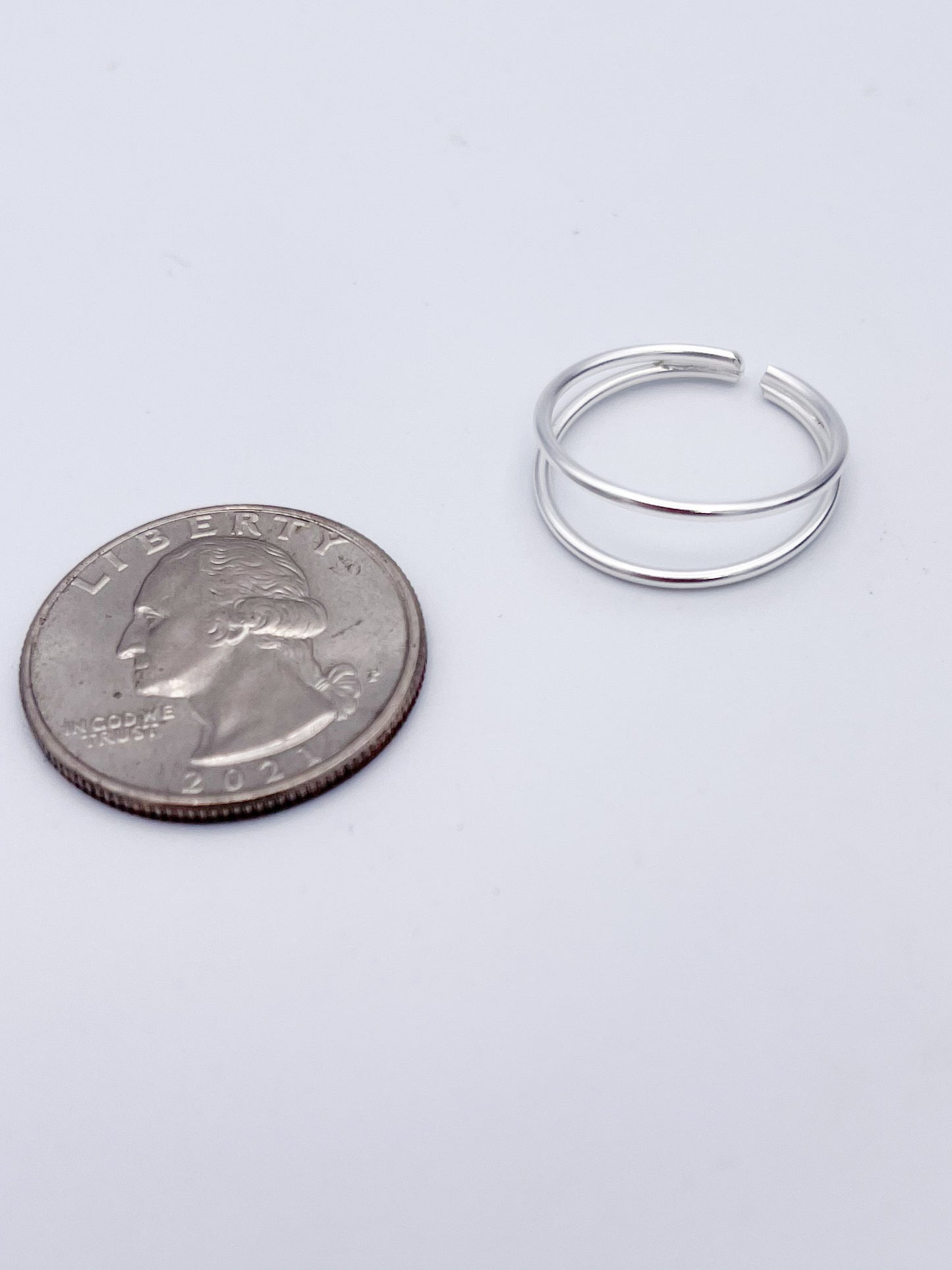 Dainty Double Bar  Sized Ring-Solid Sterling Silver