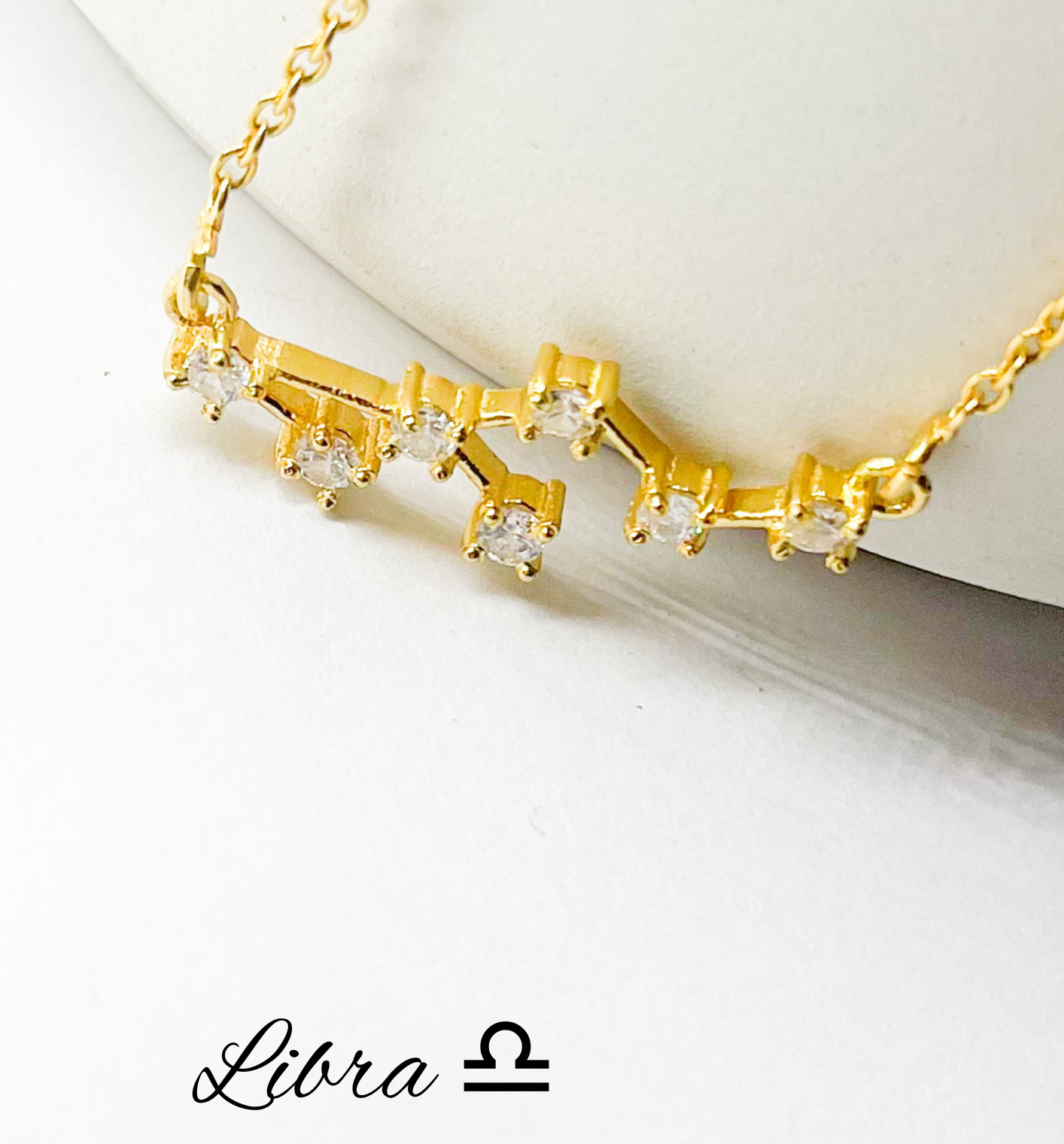 Libra Zodiac Necklace-Gold Constellation