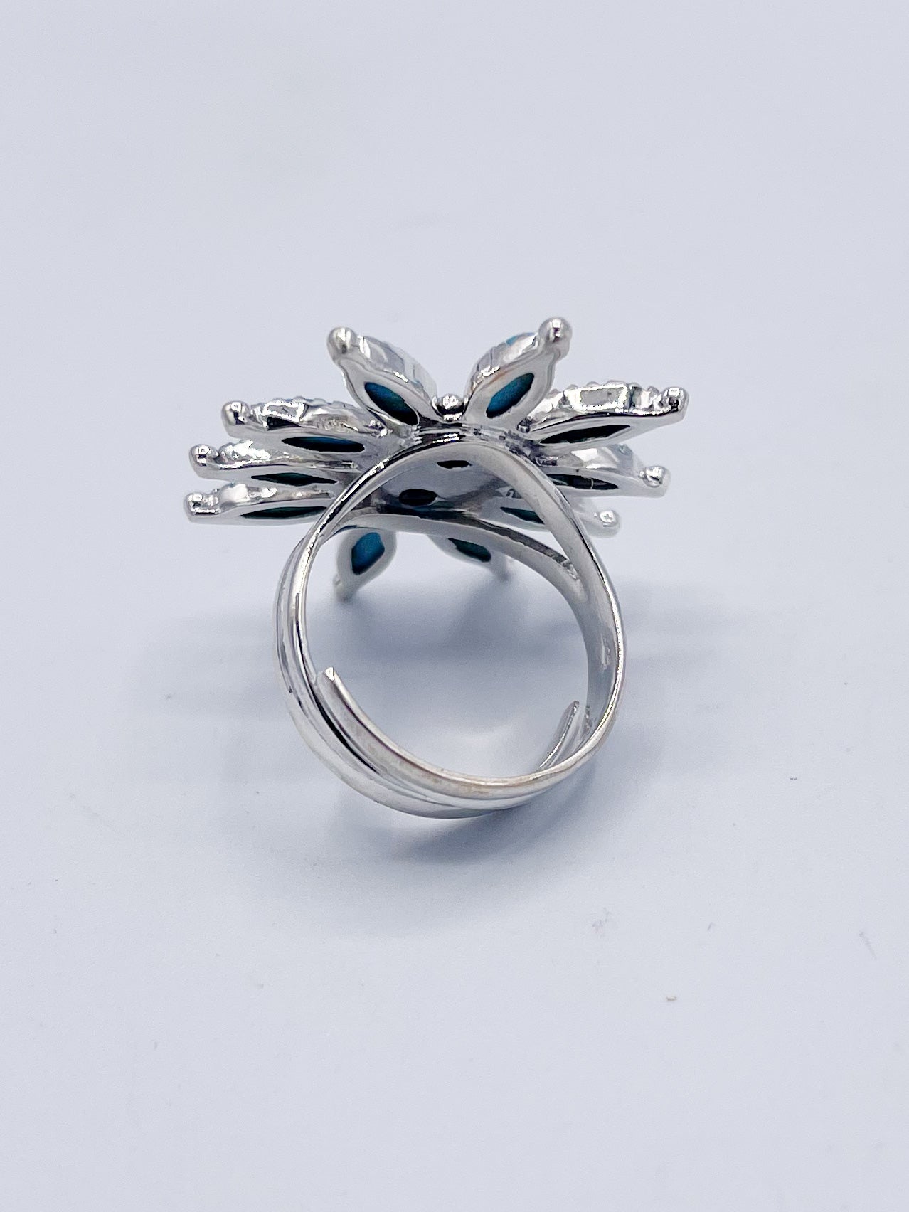 Arizona Turquoise smaller Flower Ring-Solid Sterling Silver