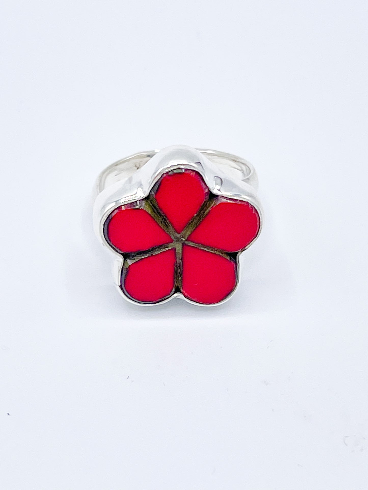 Red Glass Flower Ring-