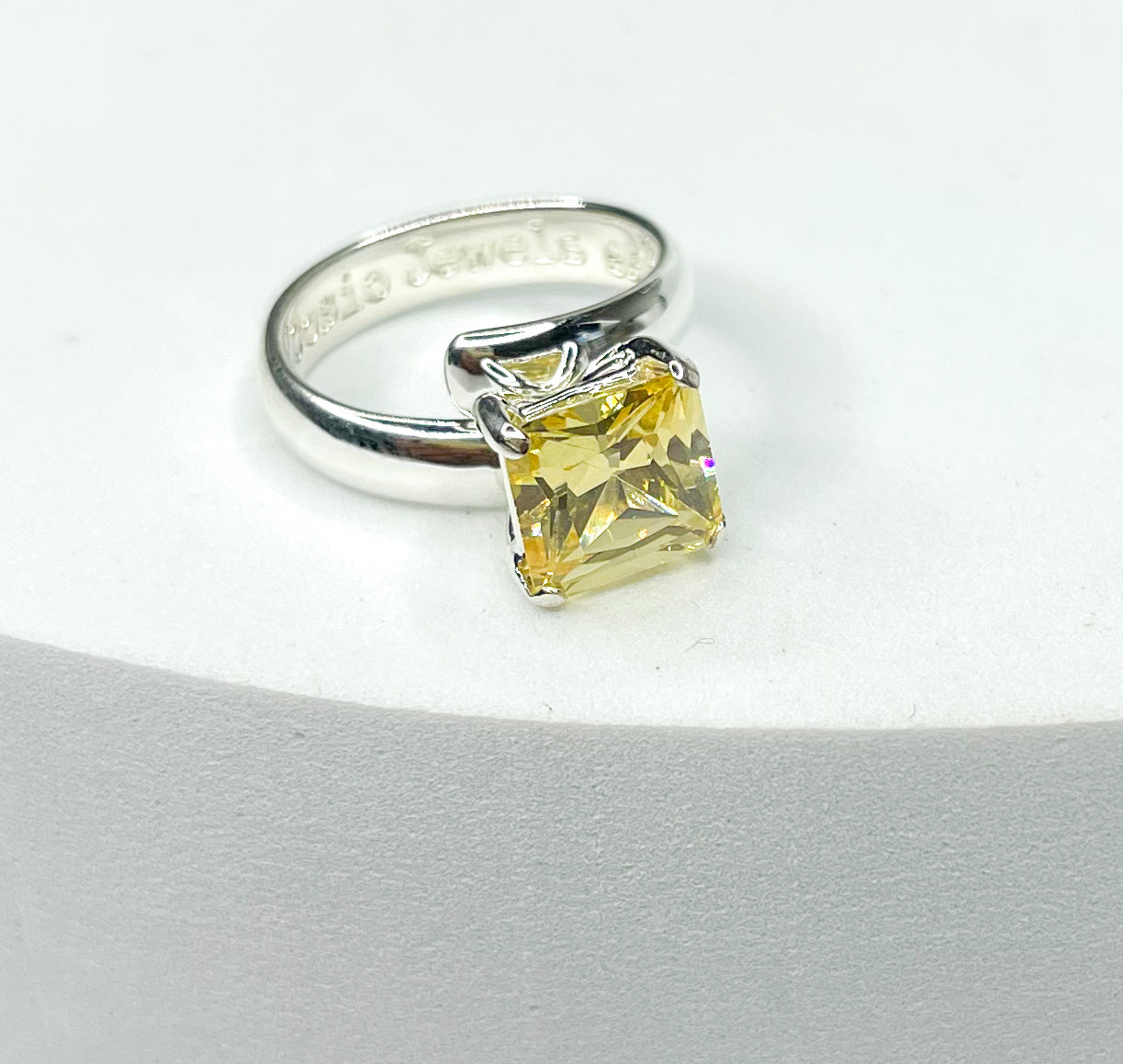 Yellow Square Cz-Solid Sterling Silver