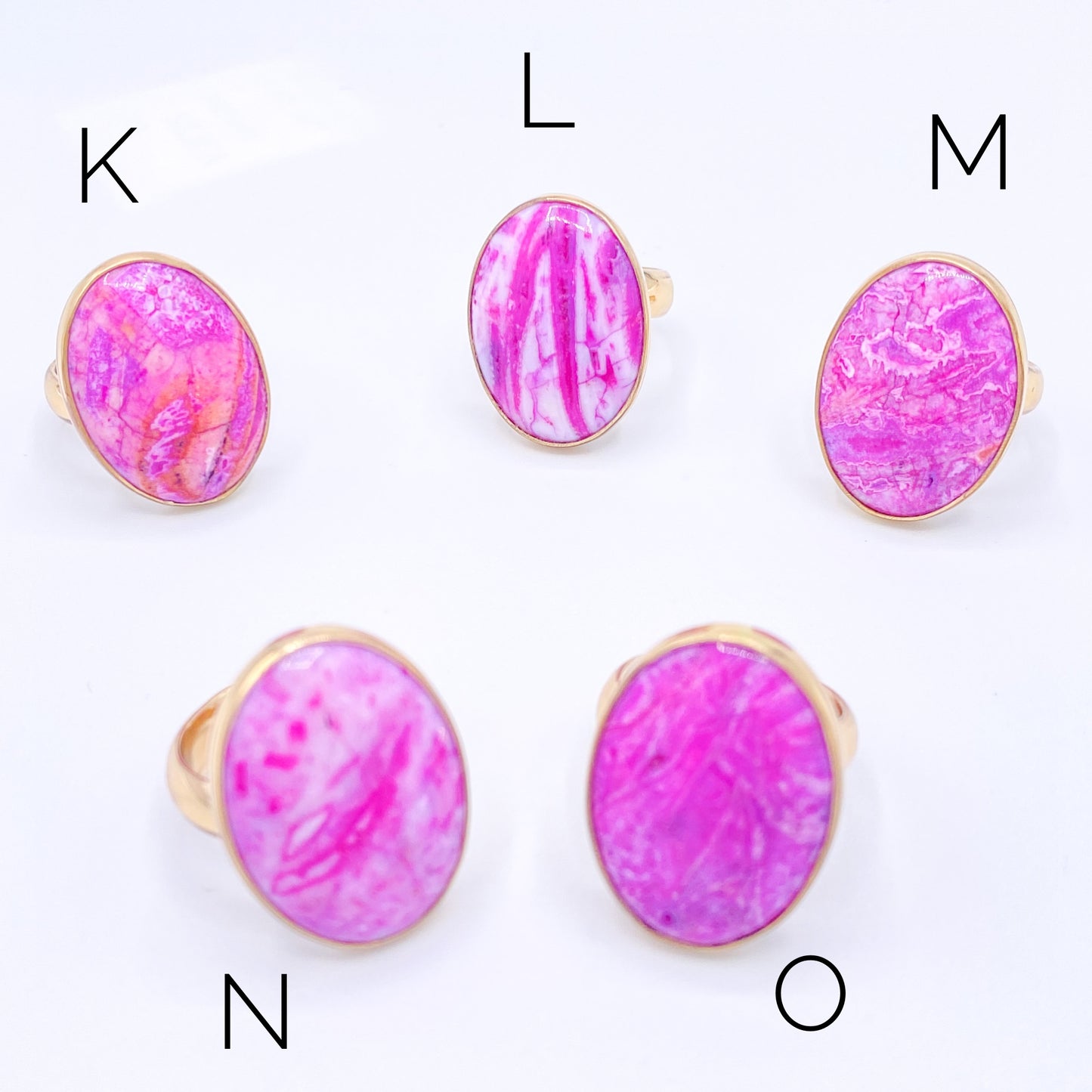 Pink Agate Oval Adjustable Ring - Alchemia