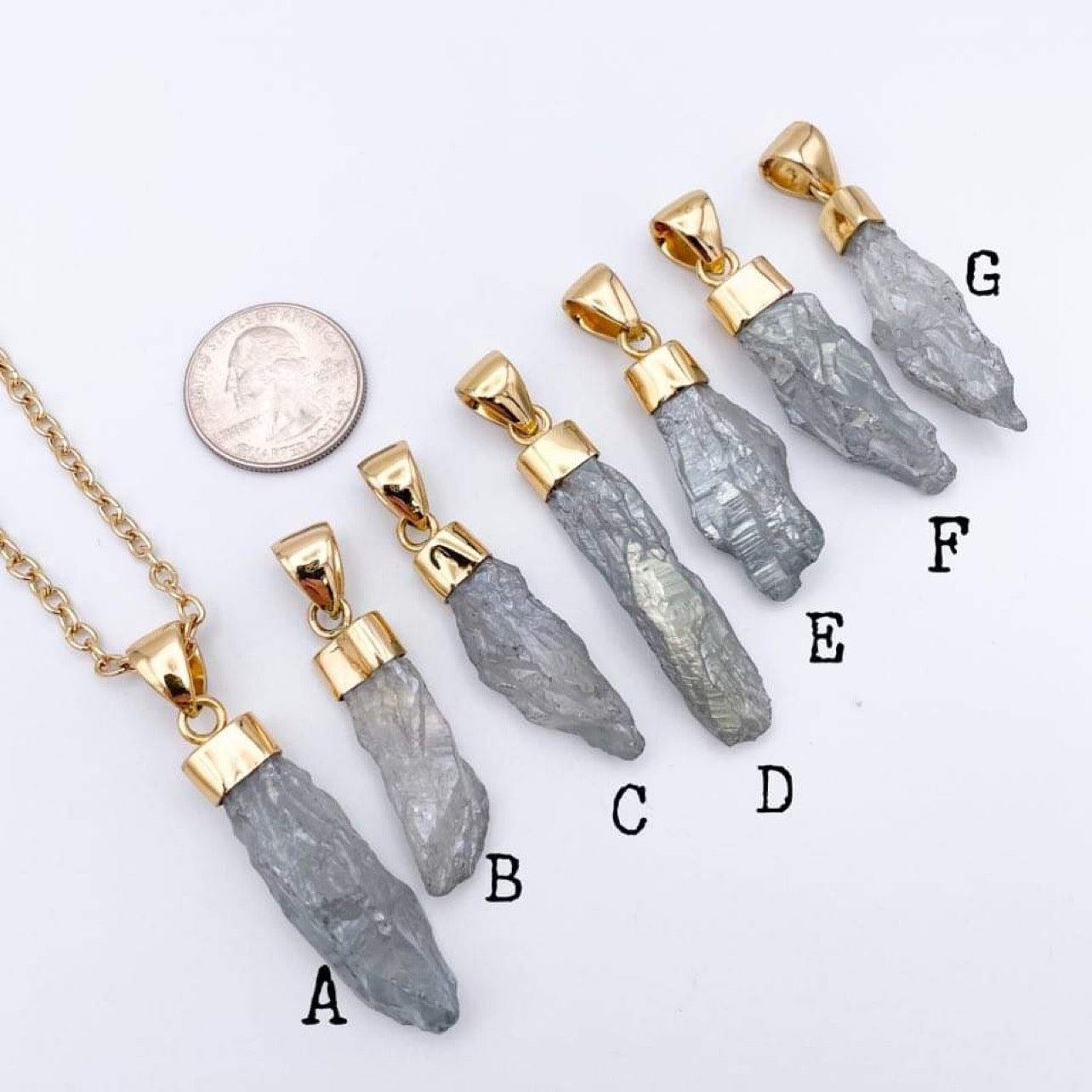Grey Aura quartz Pendant-Alchemia
