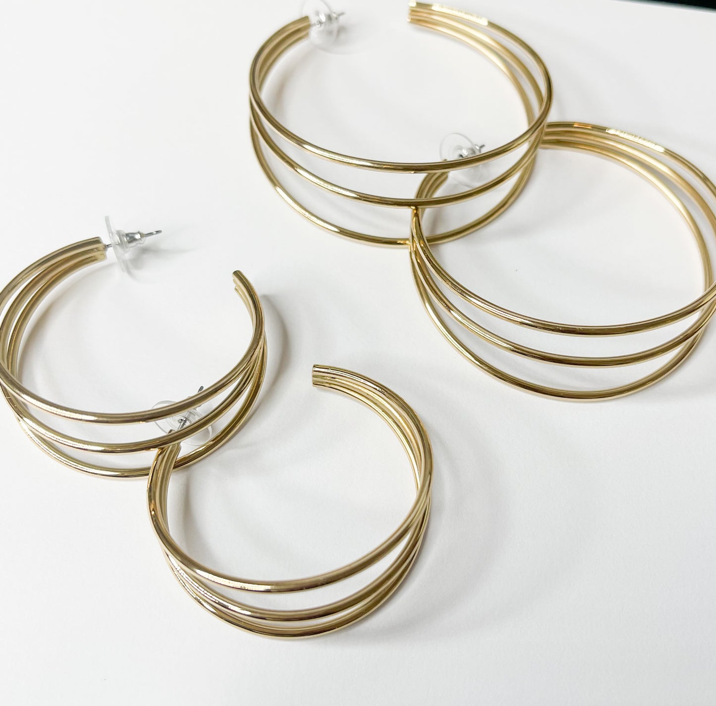 Triple Hoop Post Earrings - Alchemia