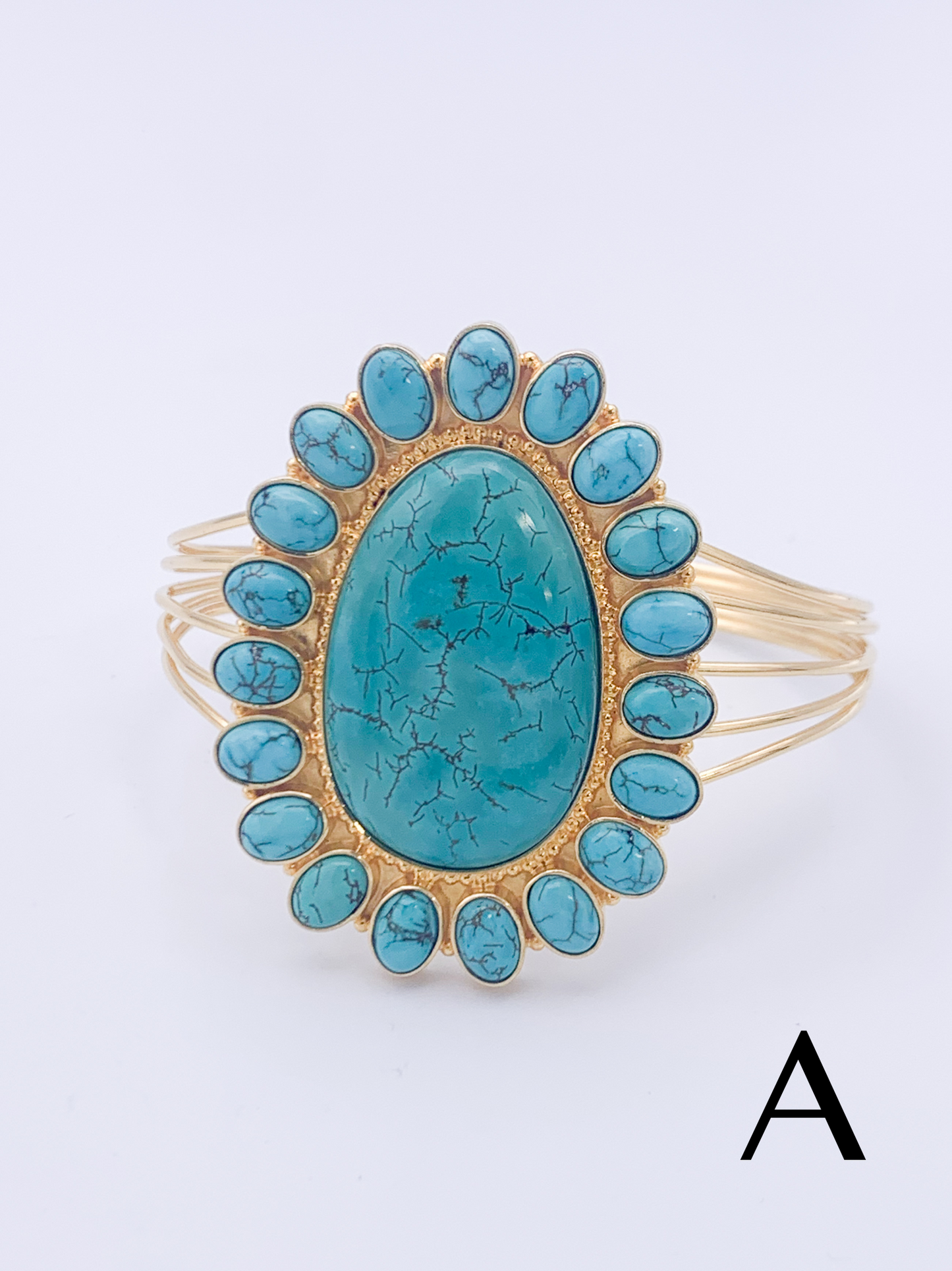 Turquoise Multi Band Cuff-18k Gold Plated