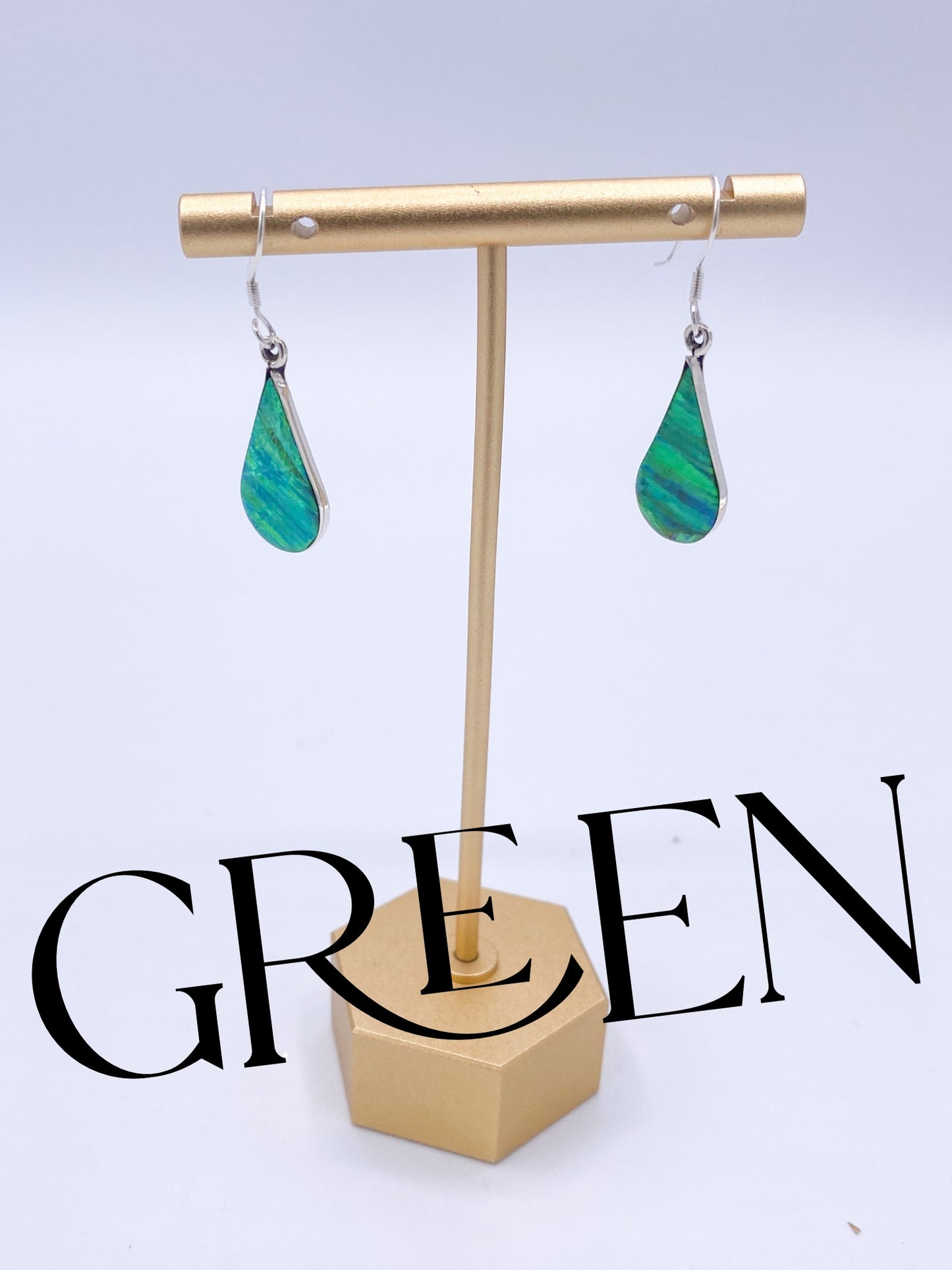 Tear Shape Dangles Opal-Solid Sterling Silver