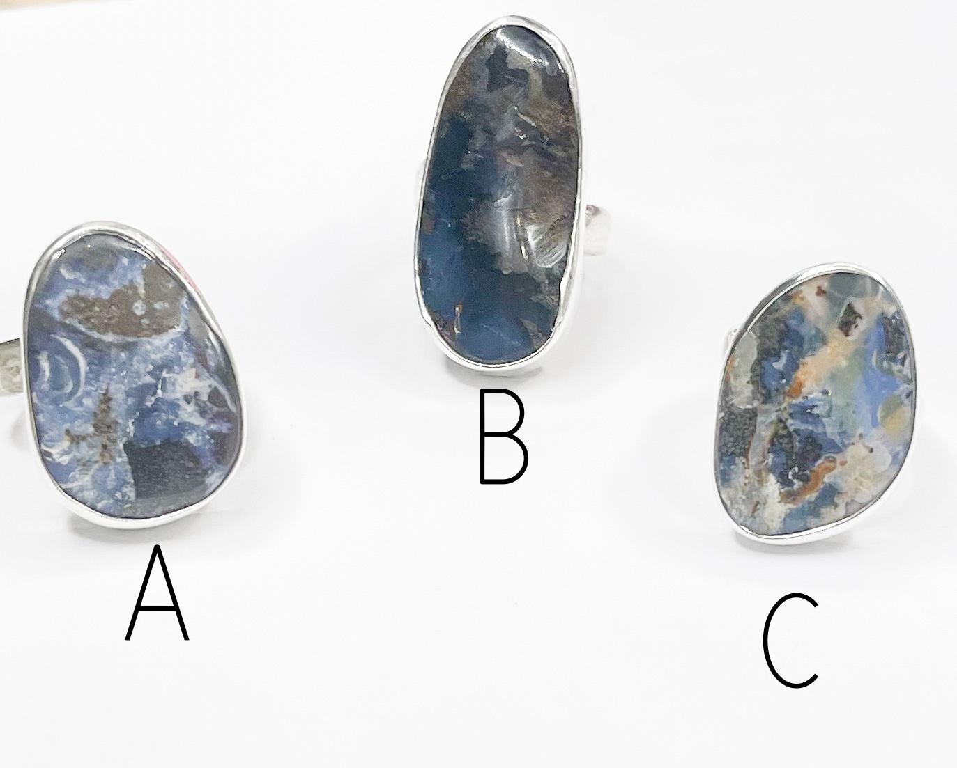 Mix of Boulder Opal Rings-Solid Sterling Silver