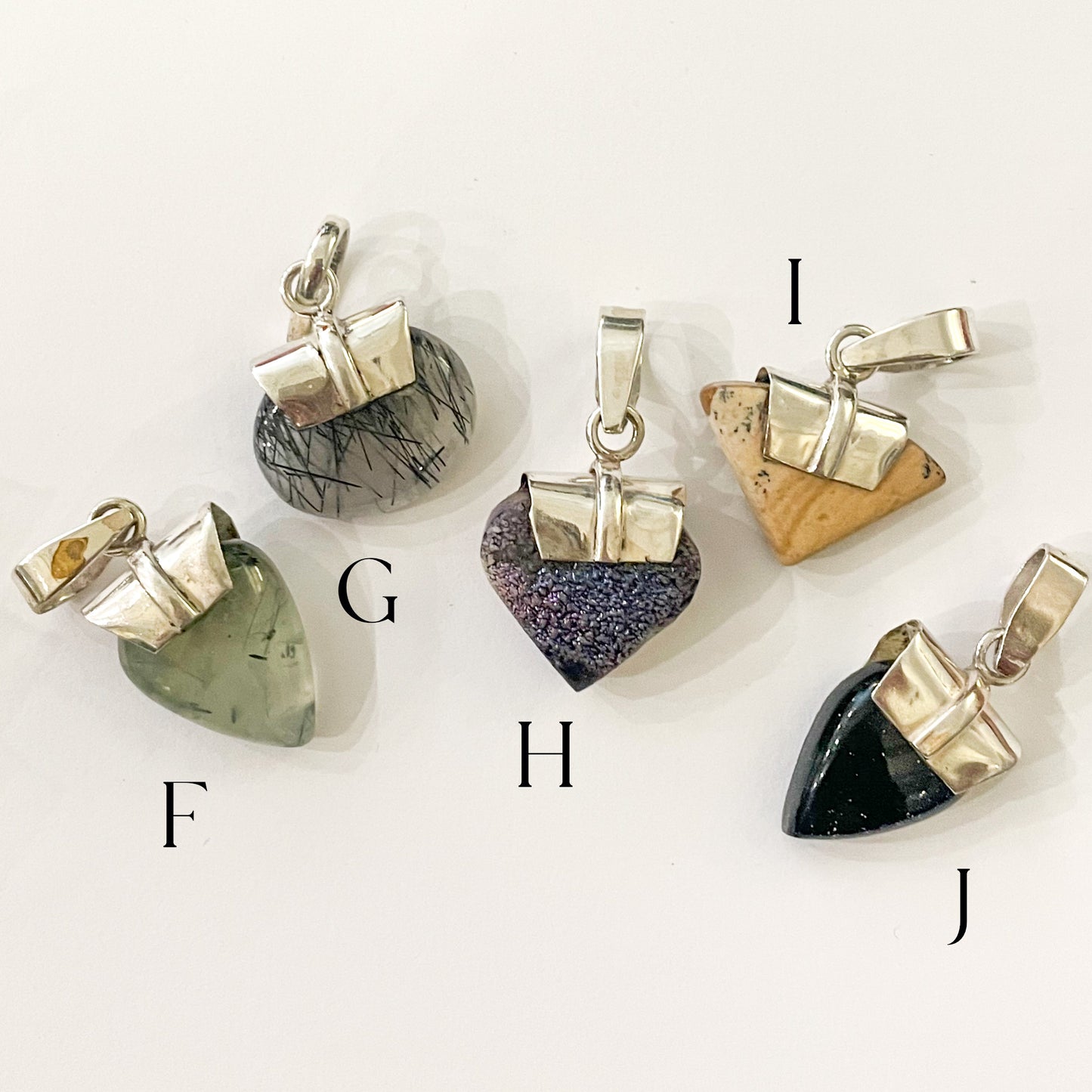 Baby Natural Stone Pendant - Solid Sterling Silver