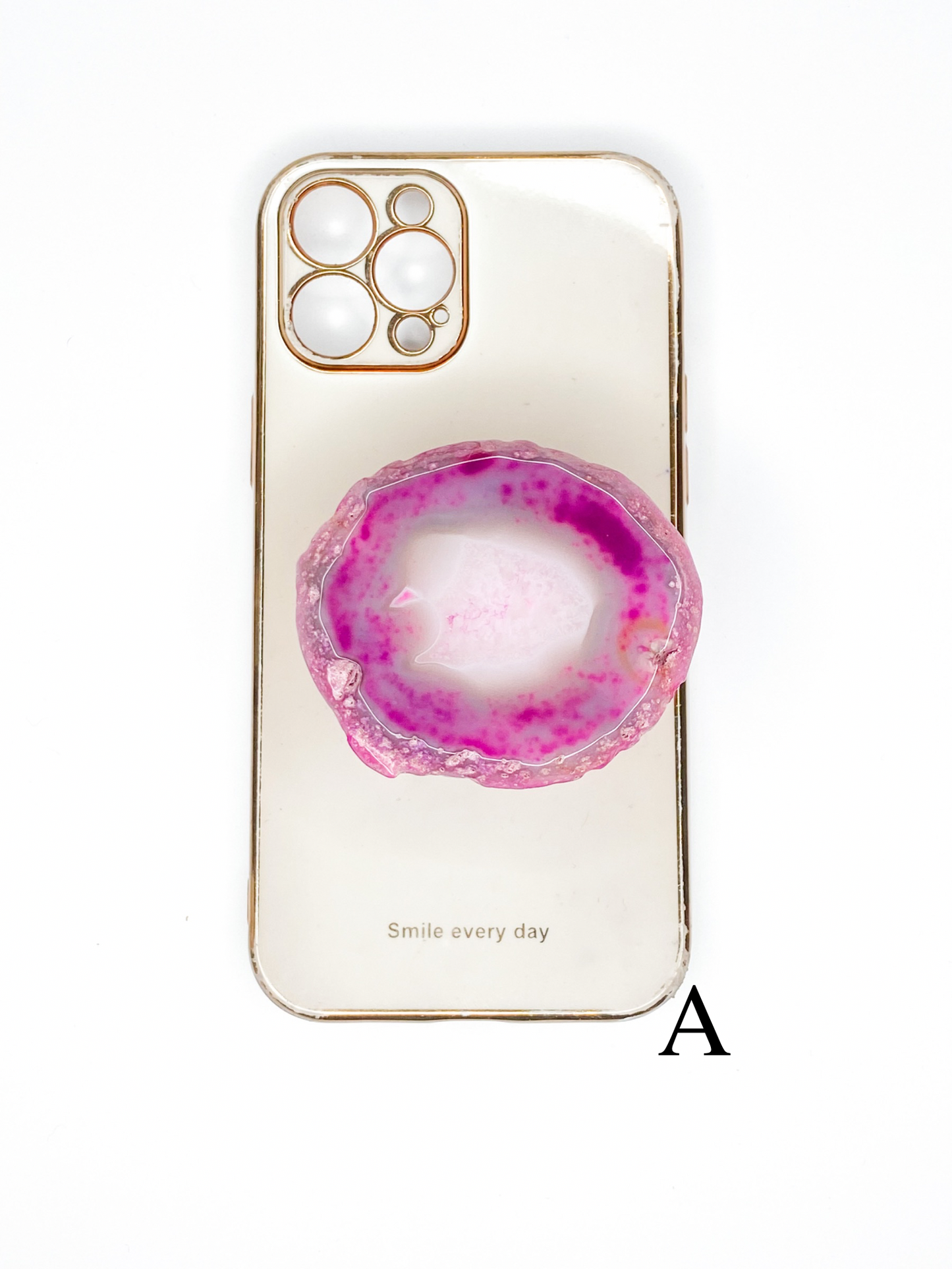 Pink Natural Raw Agate Phone Stone