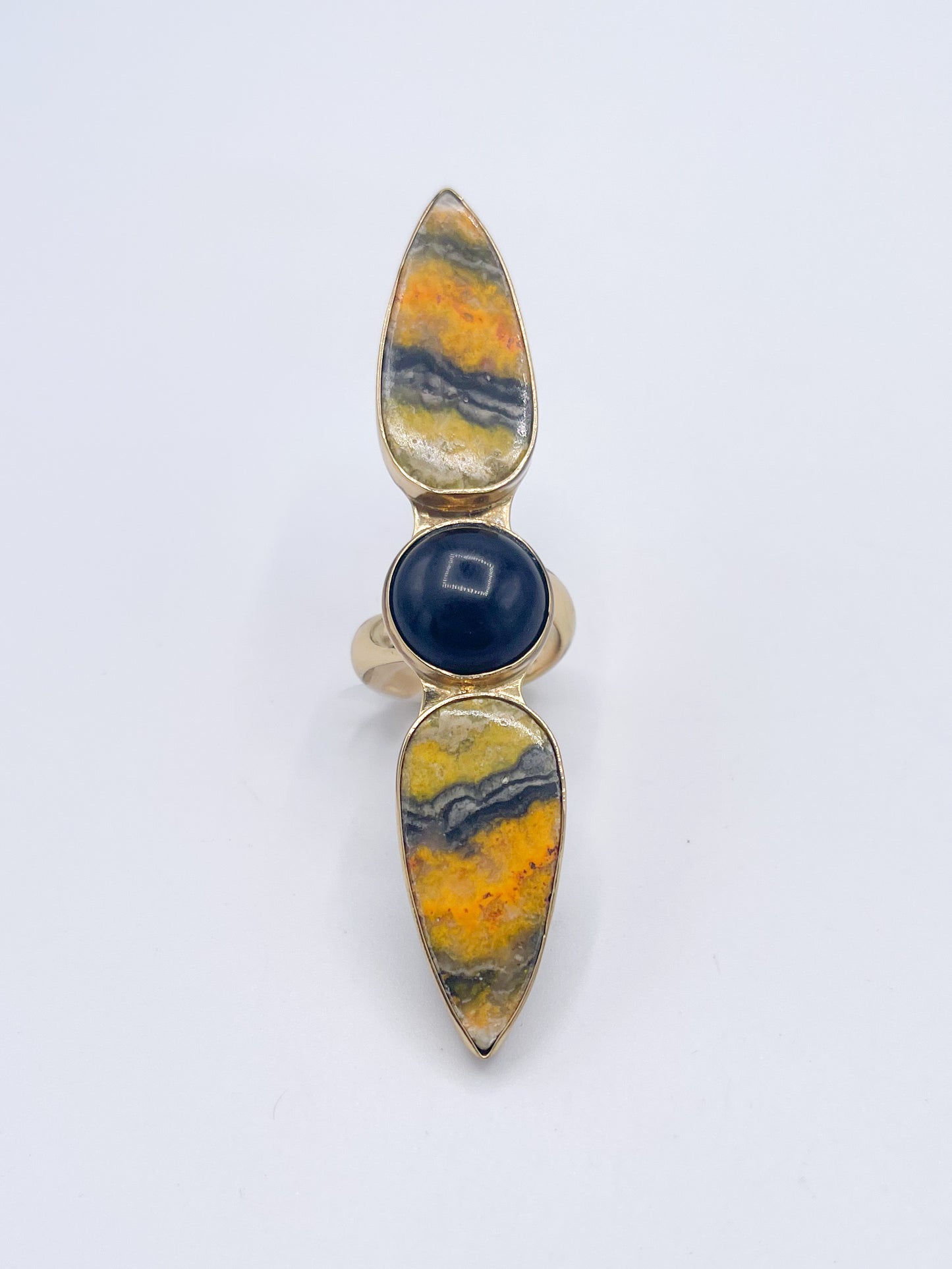 Bumble Bee Jasper Crawler With Black Onyx Ring-Alchemia