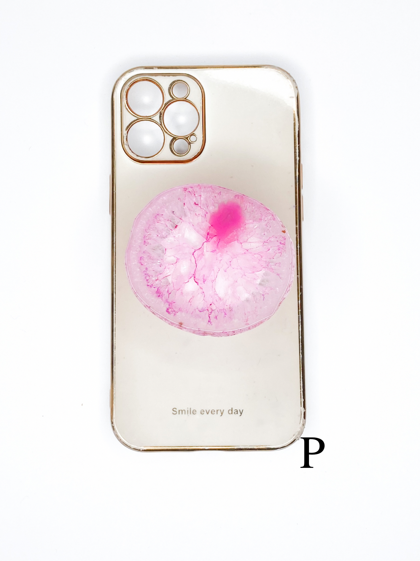 Pink Natural Raw Agate Phone Stone