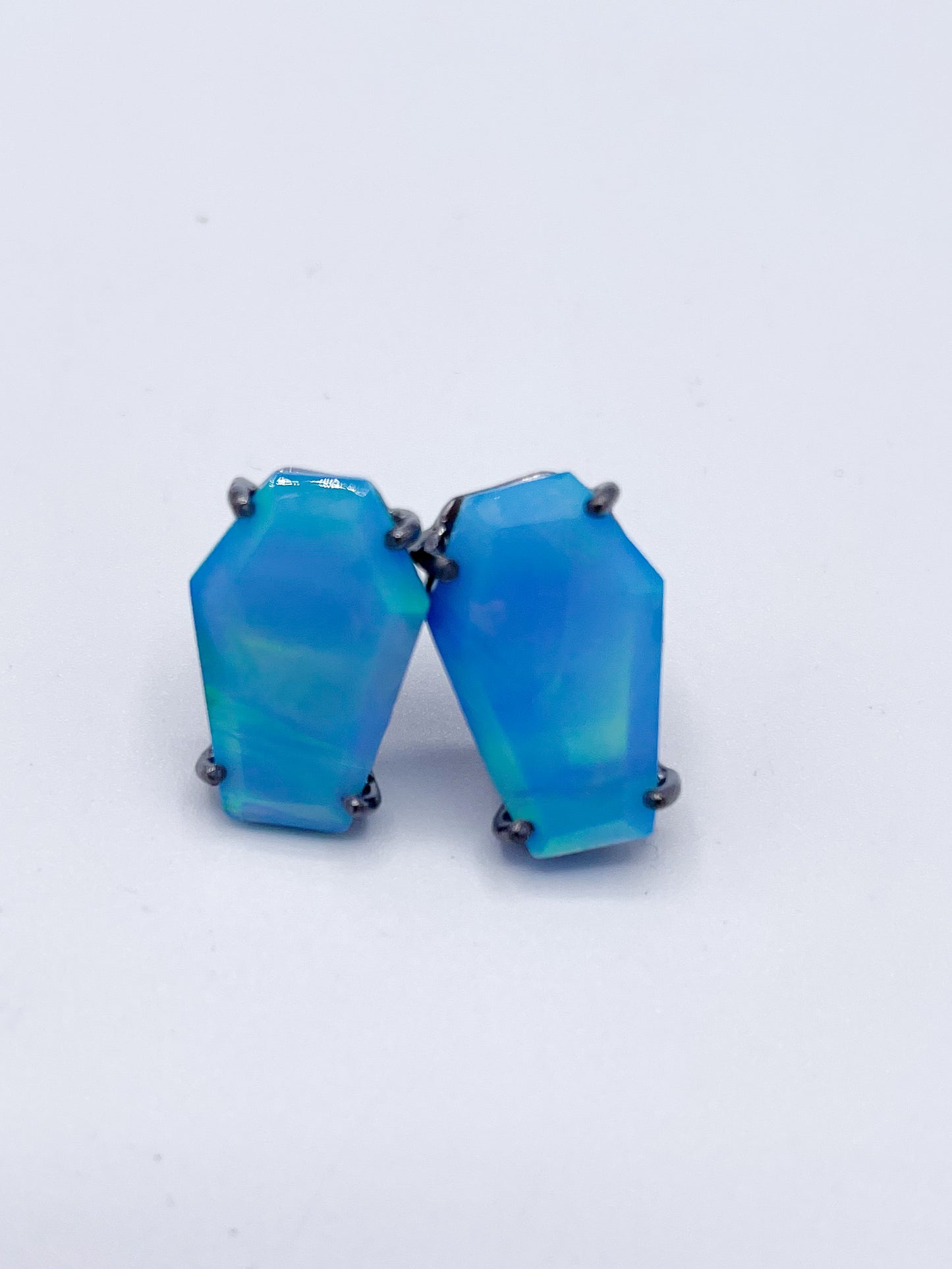 Blue Galaxy Coffin Studs-Solid Sterling Silver