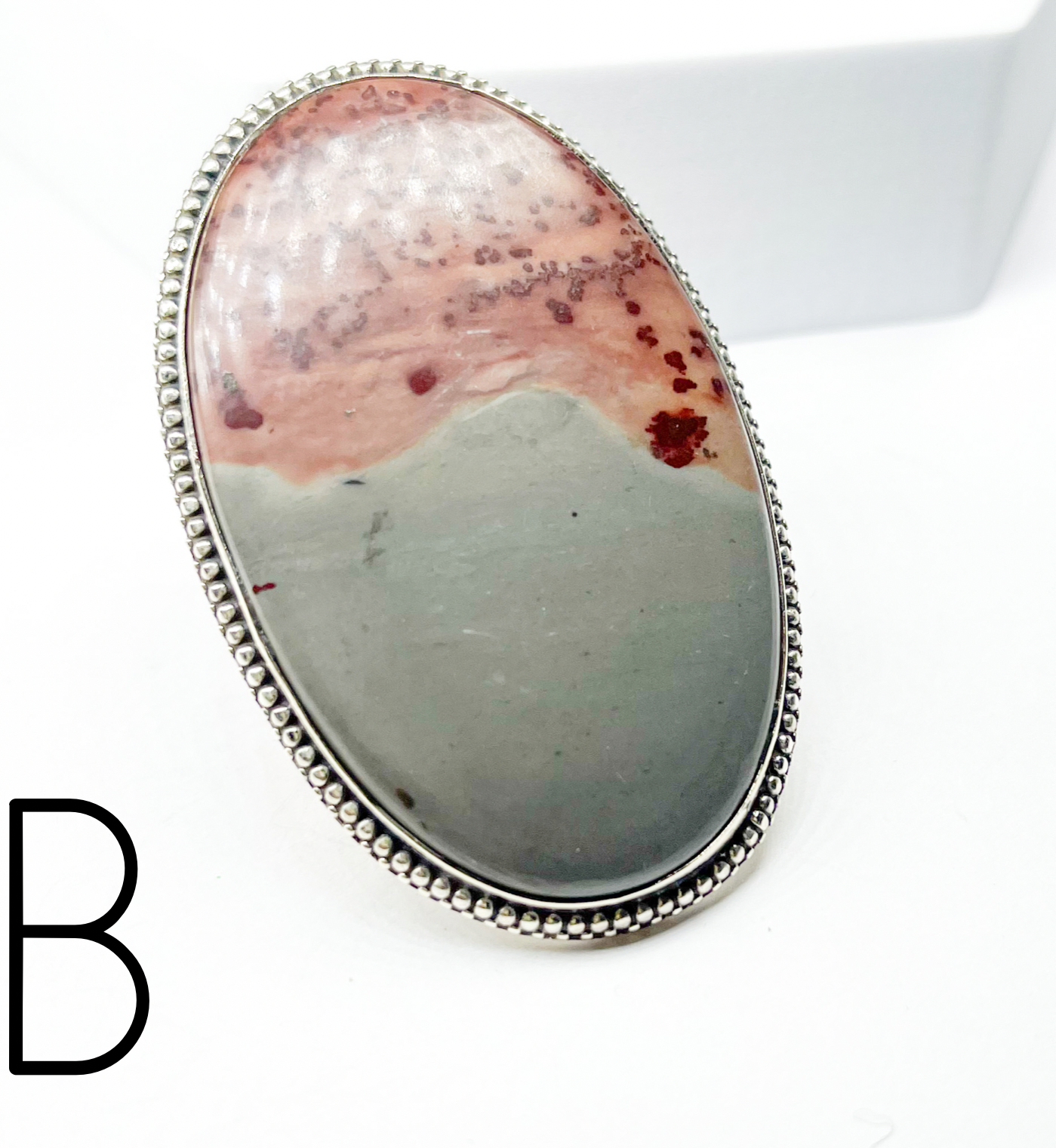 Sterling Silver Jasper Statement Adjustable Cuff Ring