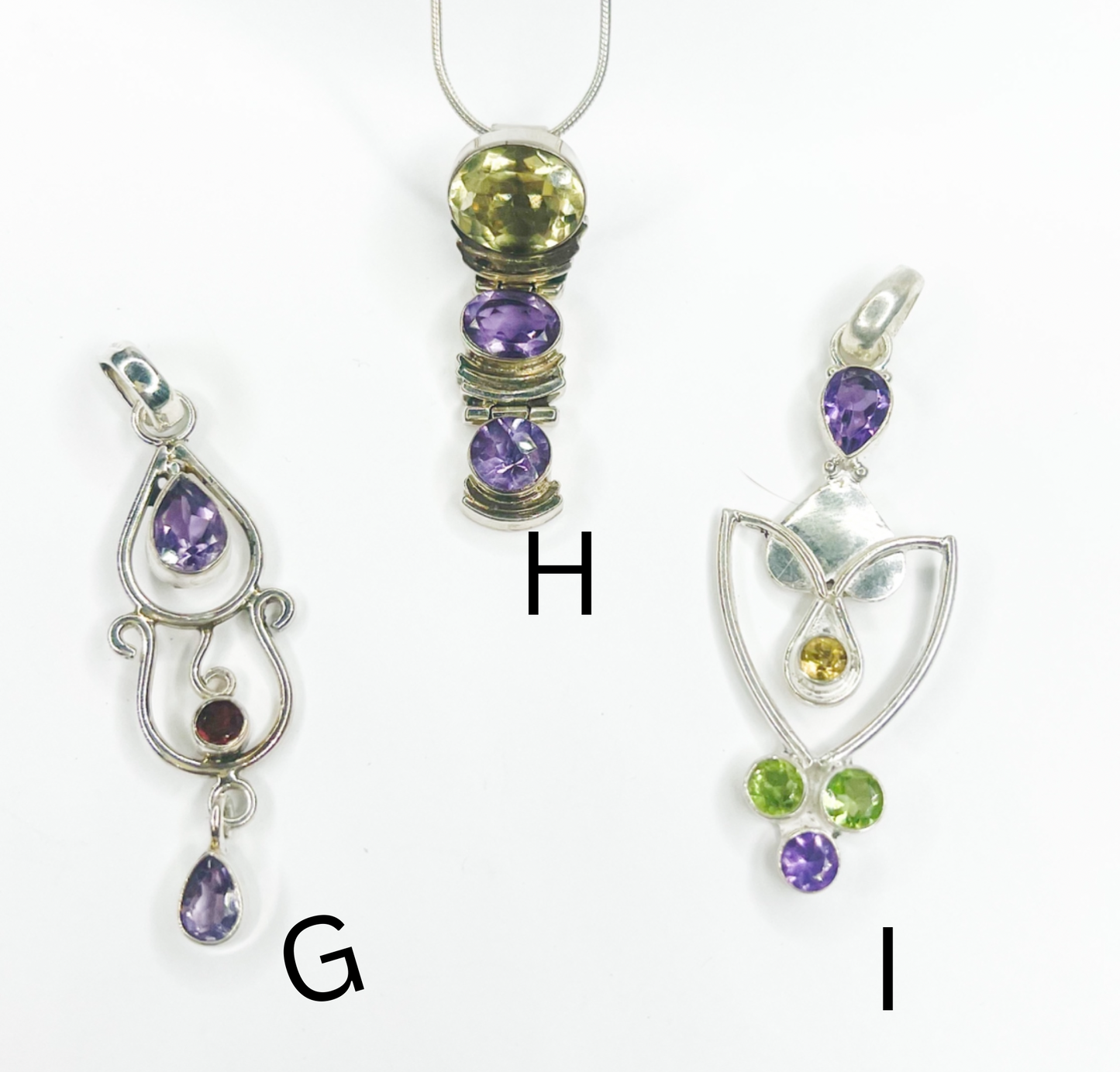 Amethyst Pendant Mix-Solid Sterling Silver