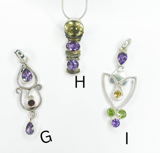 Amethyst Pendant Mix-Solid Sterling Silver