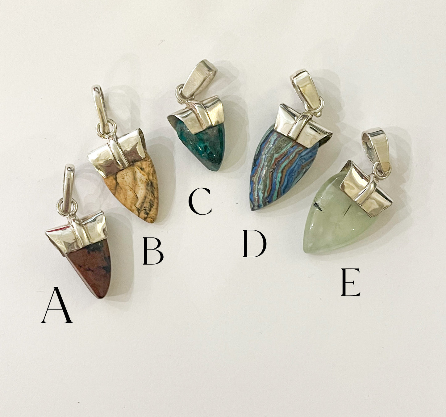 Baby Natural Stone Pendant - Solid Sterling Silver