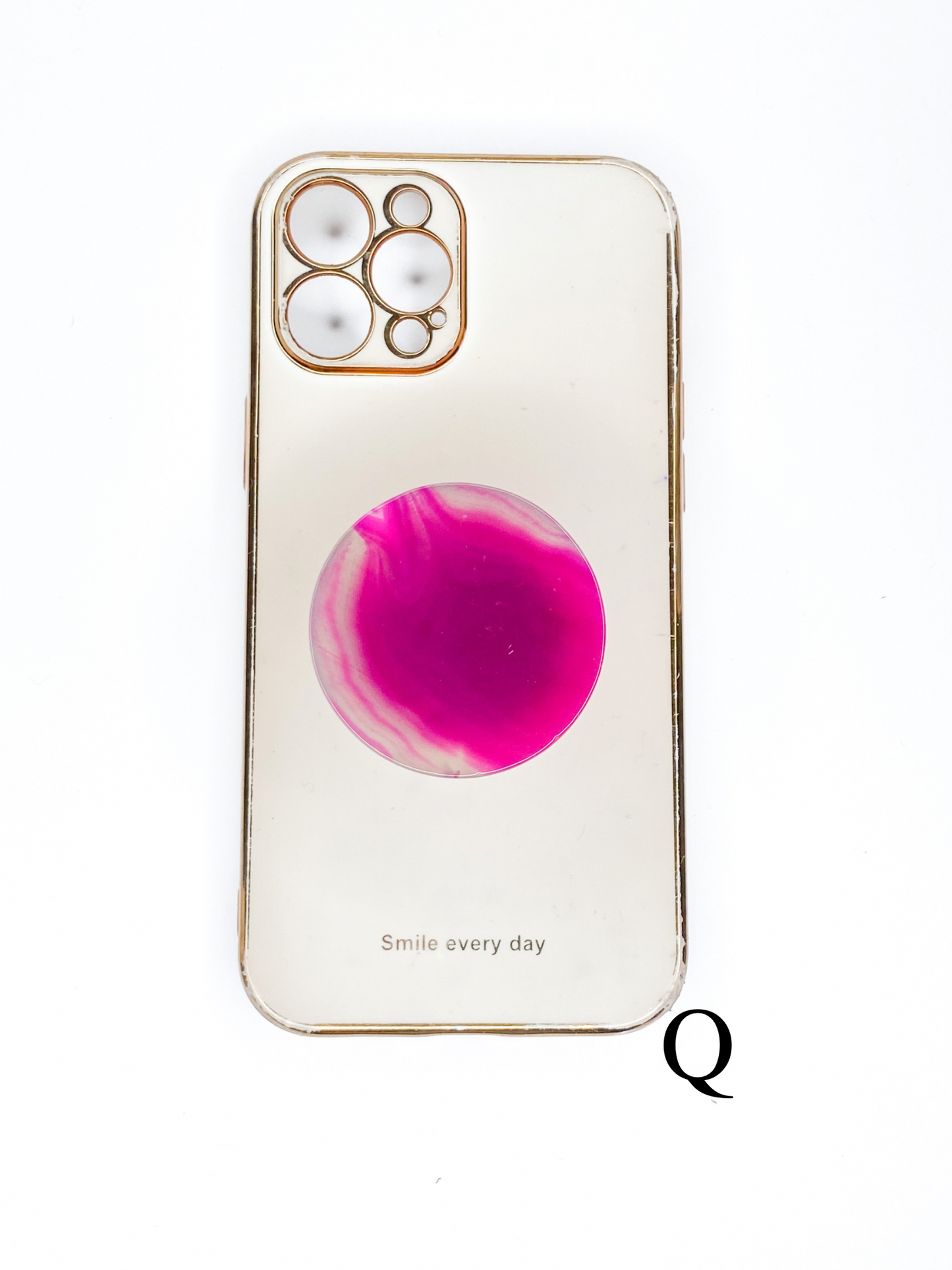 Pink Round Agate Phone Stones