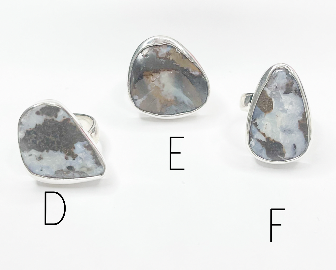 Mix of Boulder Opal Rings-Solid Sterling Silver