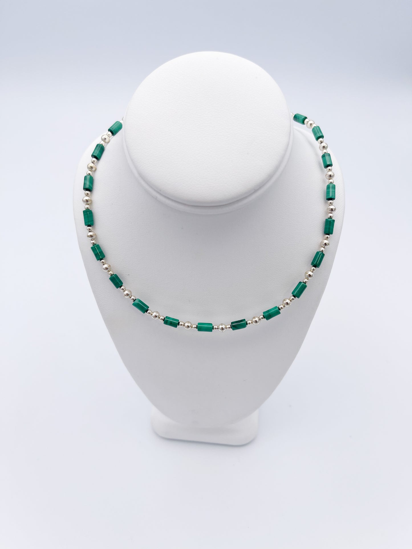 Malachite Necklace-Solid Sterling Silver