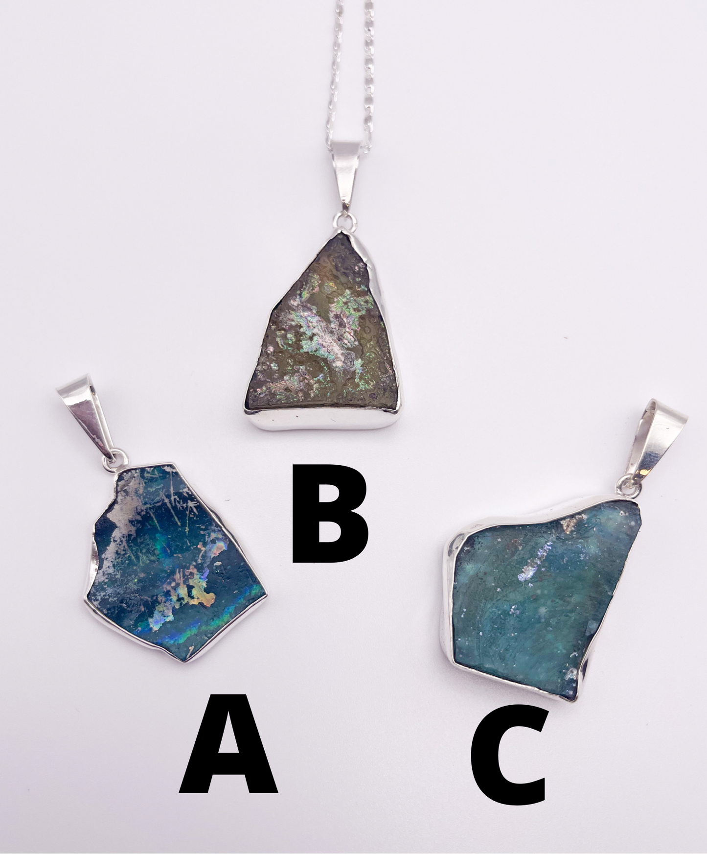 Roman Glass Pendant-Solid Sterling Silver