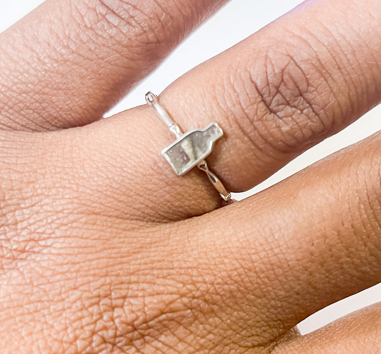 Dainty Glass Bottle Rings Sized-Solid Sterling Silver