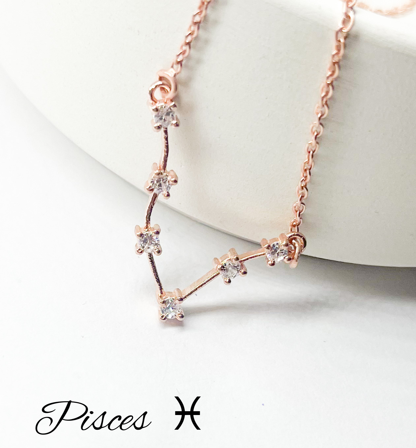 Pisces Zodiac Necklace-Rose Gold Constellation