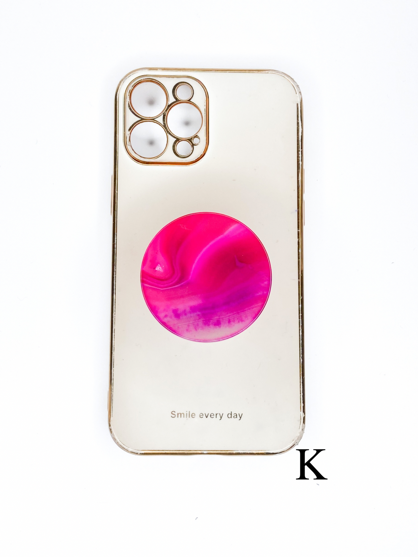 Pink Round Agate Phone Stones