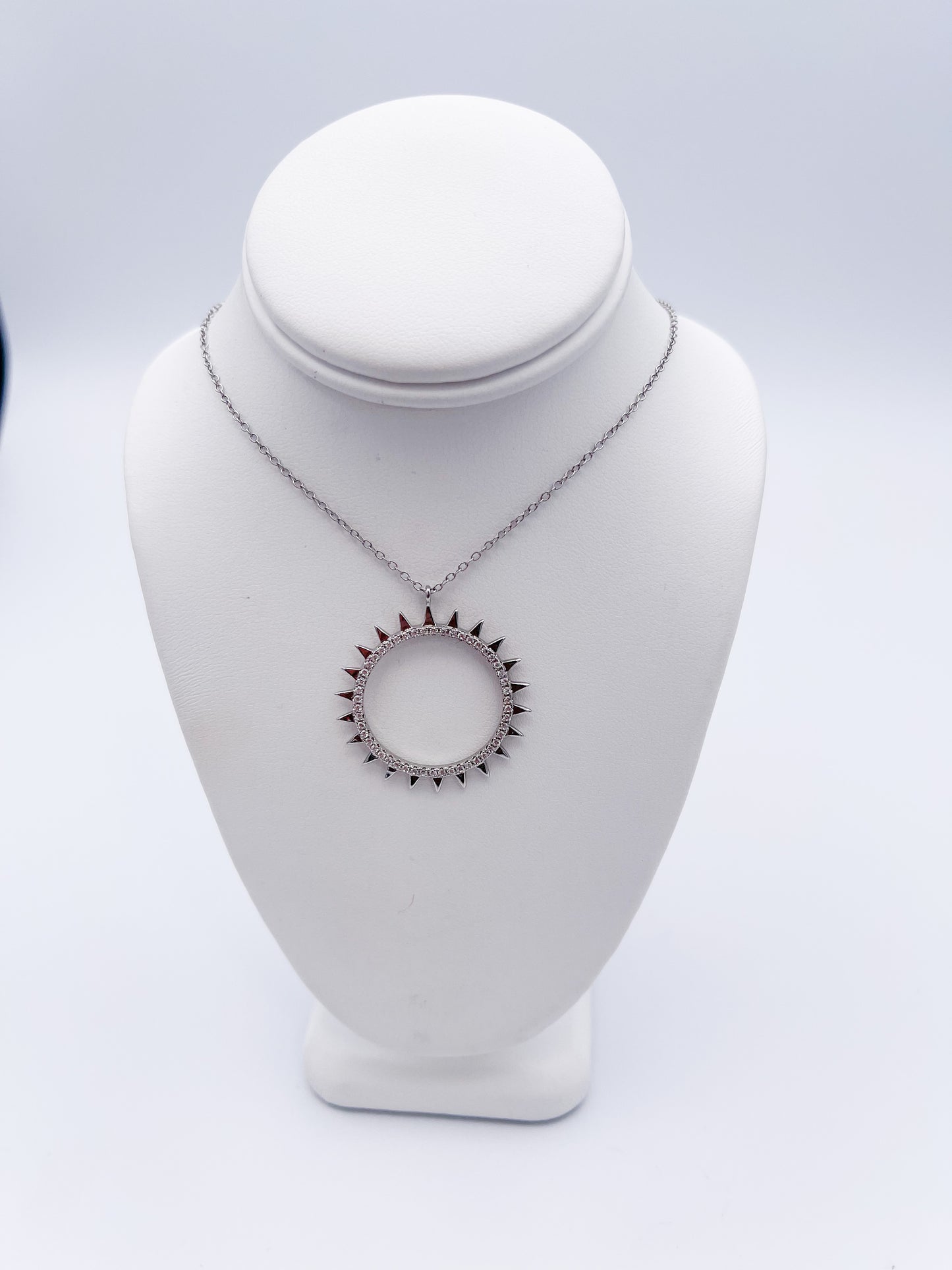 Sun CZ Necklace-Solid Sterling Silver