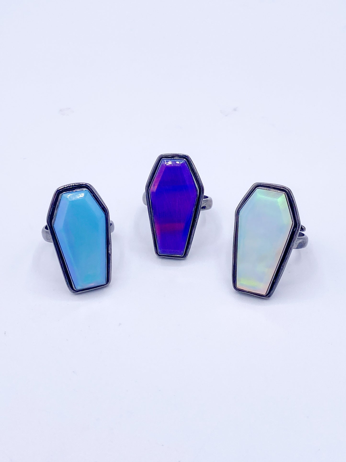 Galaxy Moonstone W Lip Coffin Rings-Solid Sterling Silver