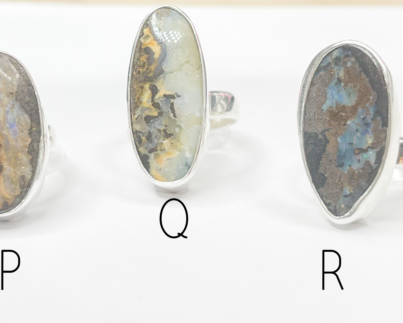 Mix of Boulder Opal Rings-Solid Sterling Silver