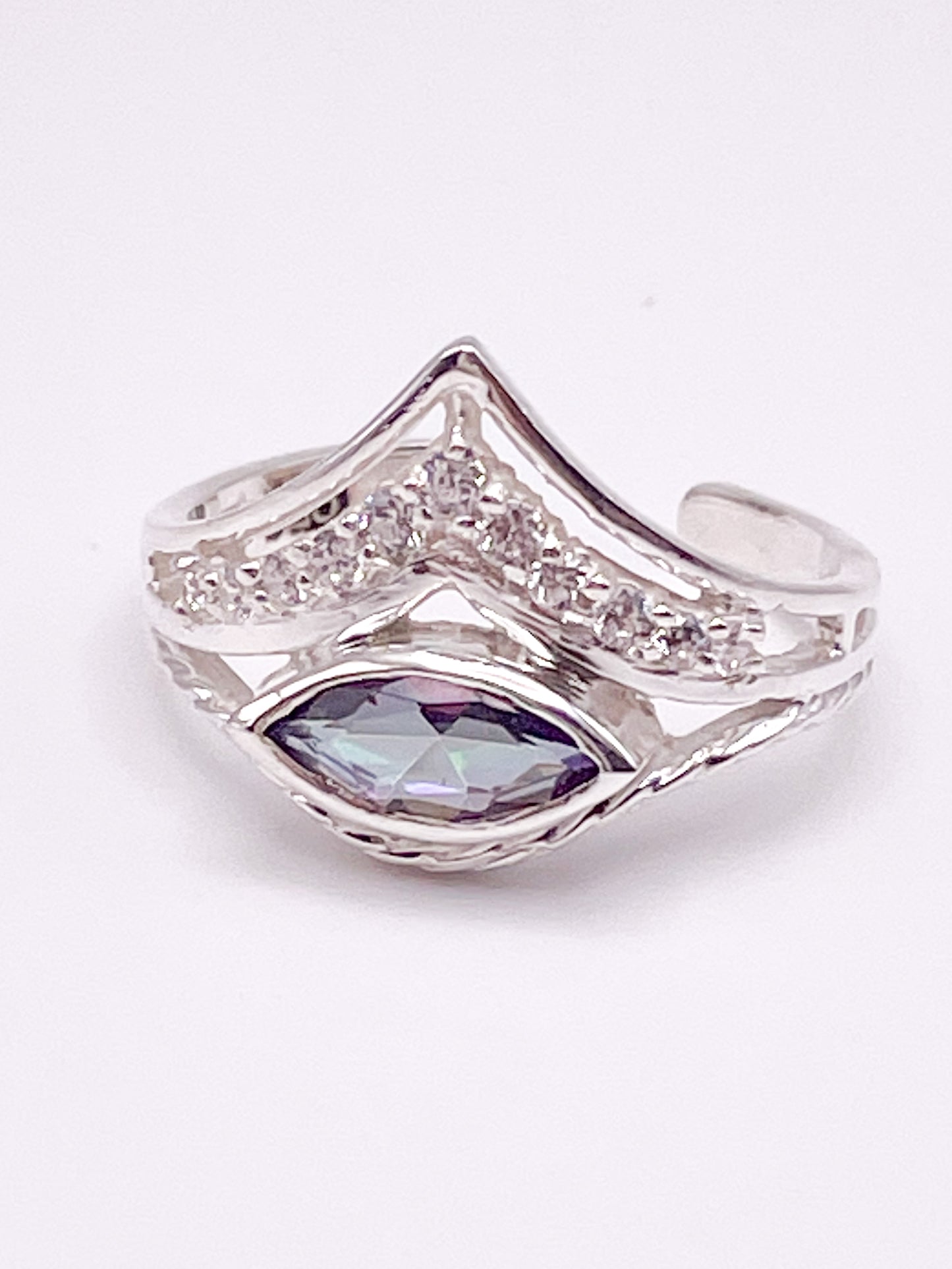 Mystic Quartz Elegant Adjustable Ring - Solid Sterling Silver