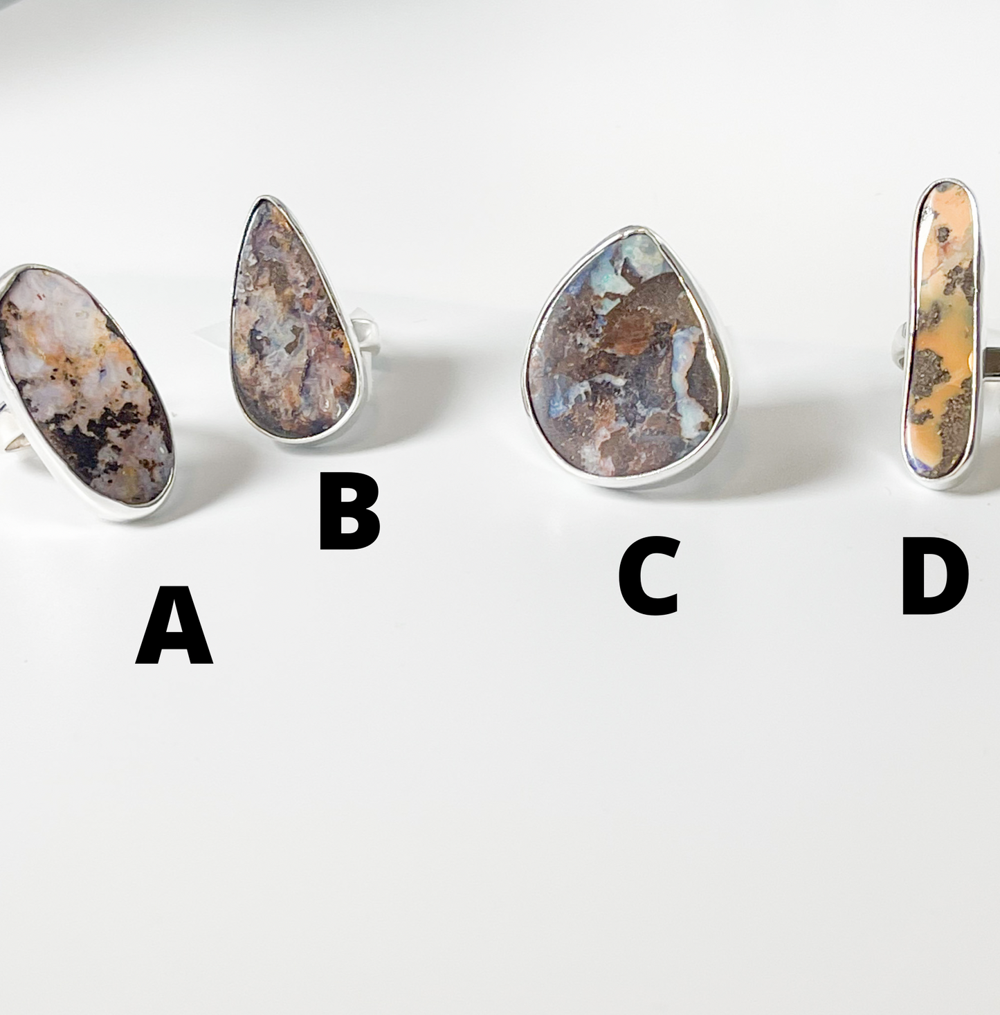 Large Boulder Opal Rings-Solid Sterling Silver