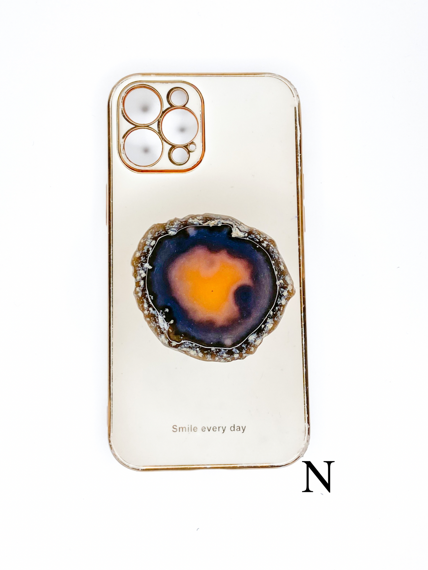 Black Natural Raw Agate Phone Stone