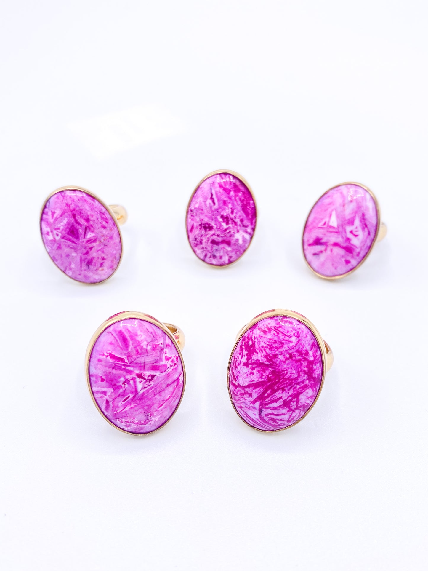 Pink Agate Oval Adjustable Ring - Alchemia