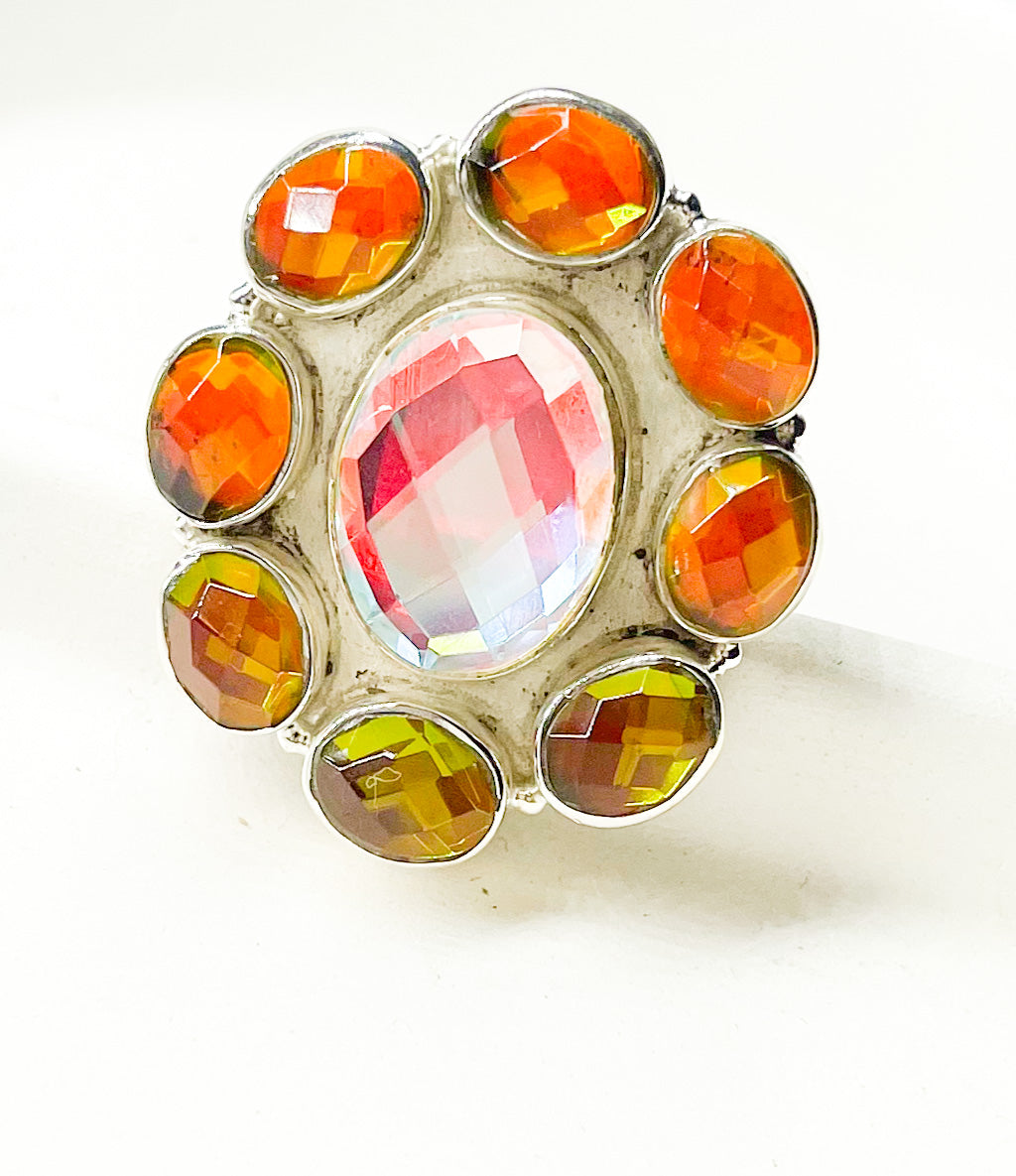 White & Yellow Mystical Glass-Solid Sterling Silver