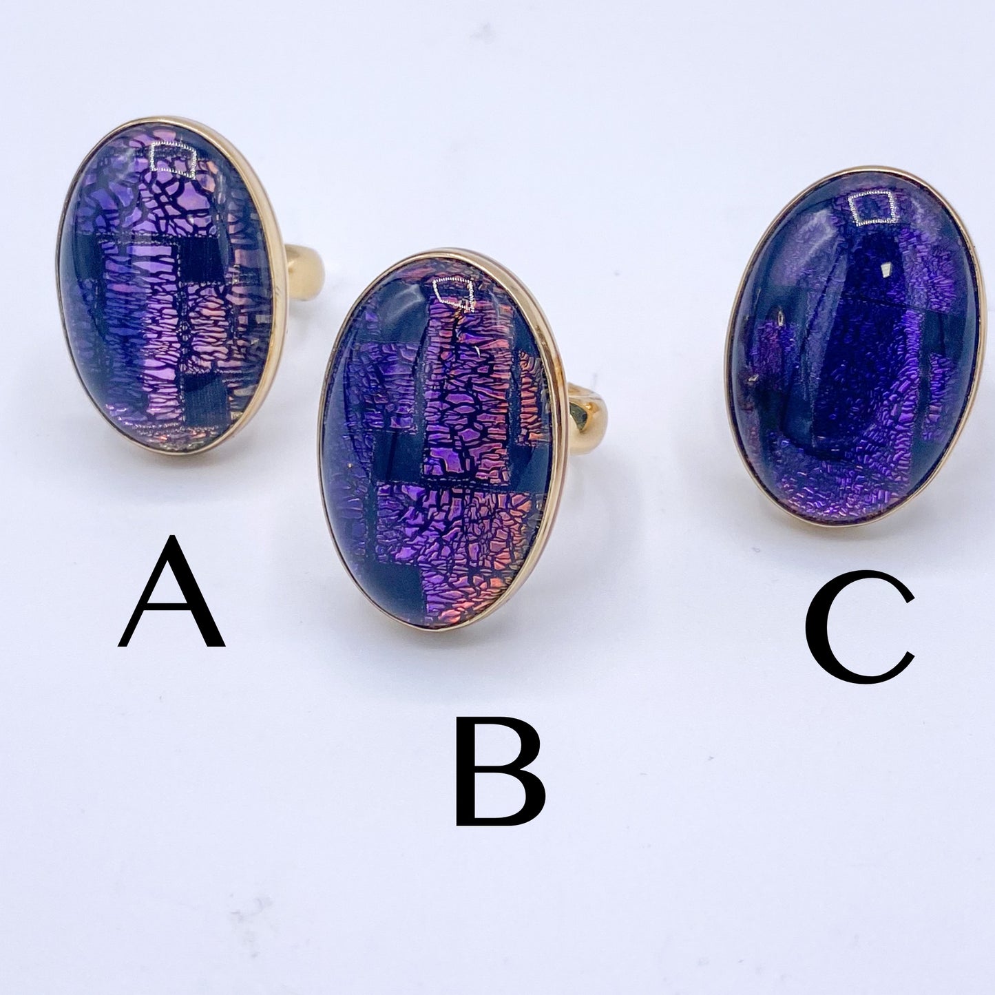 Dichroic Glass Adjustable Rings-Alchemia