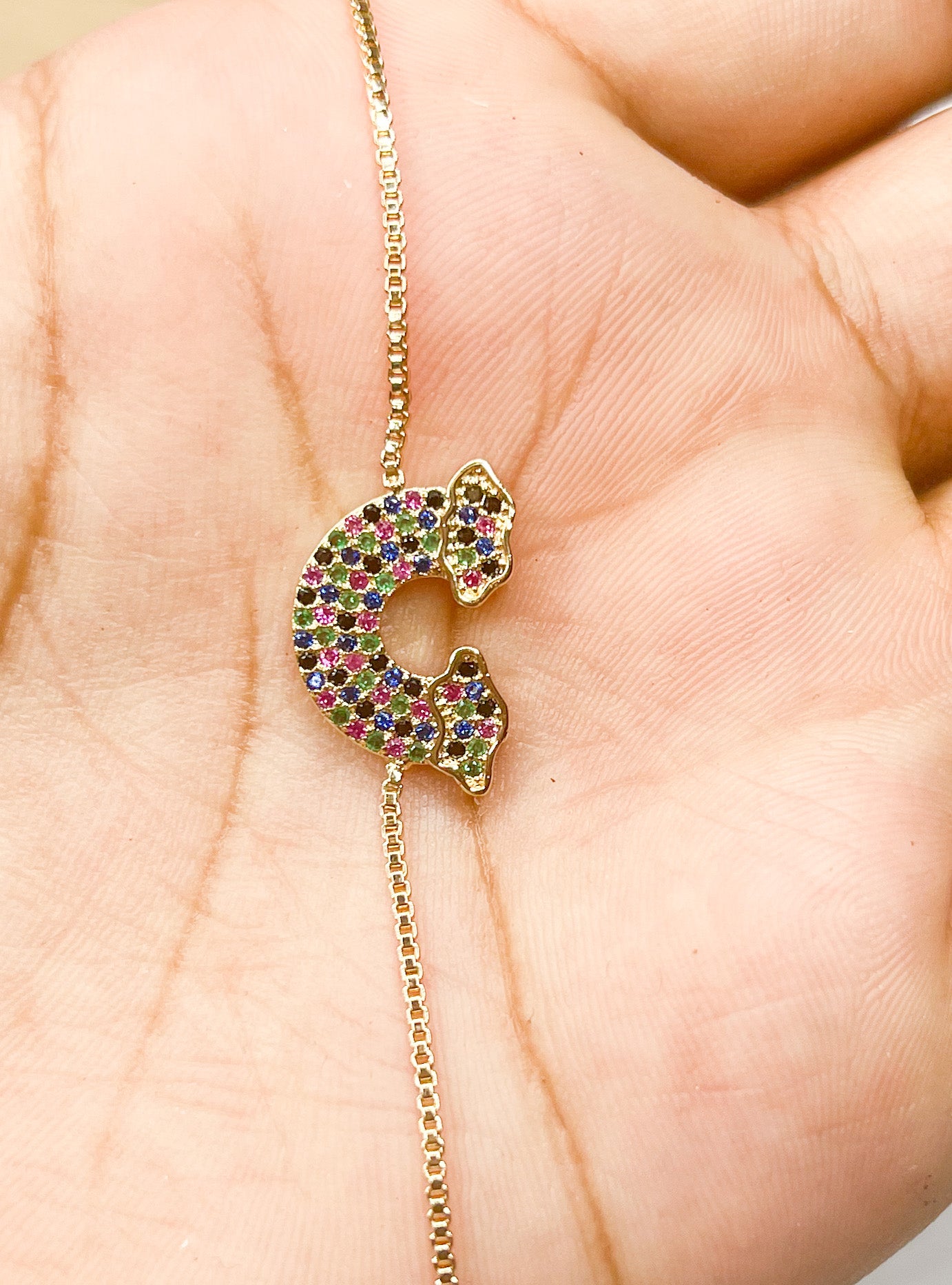 Colorful Rainbow Bolo Bracelet-18k Gold