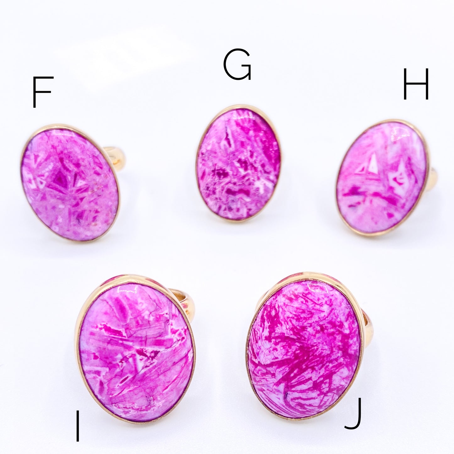 Pink Agate Oval Adjustable Ring - Alchemia