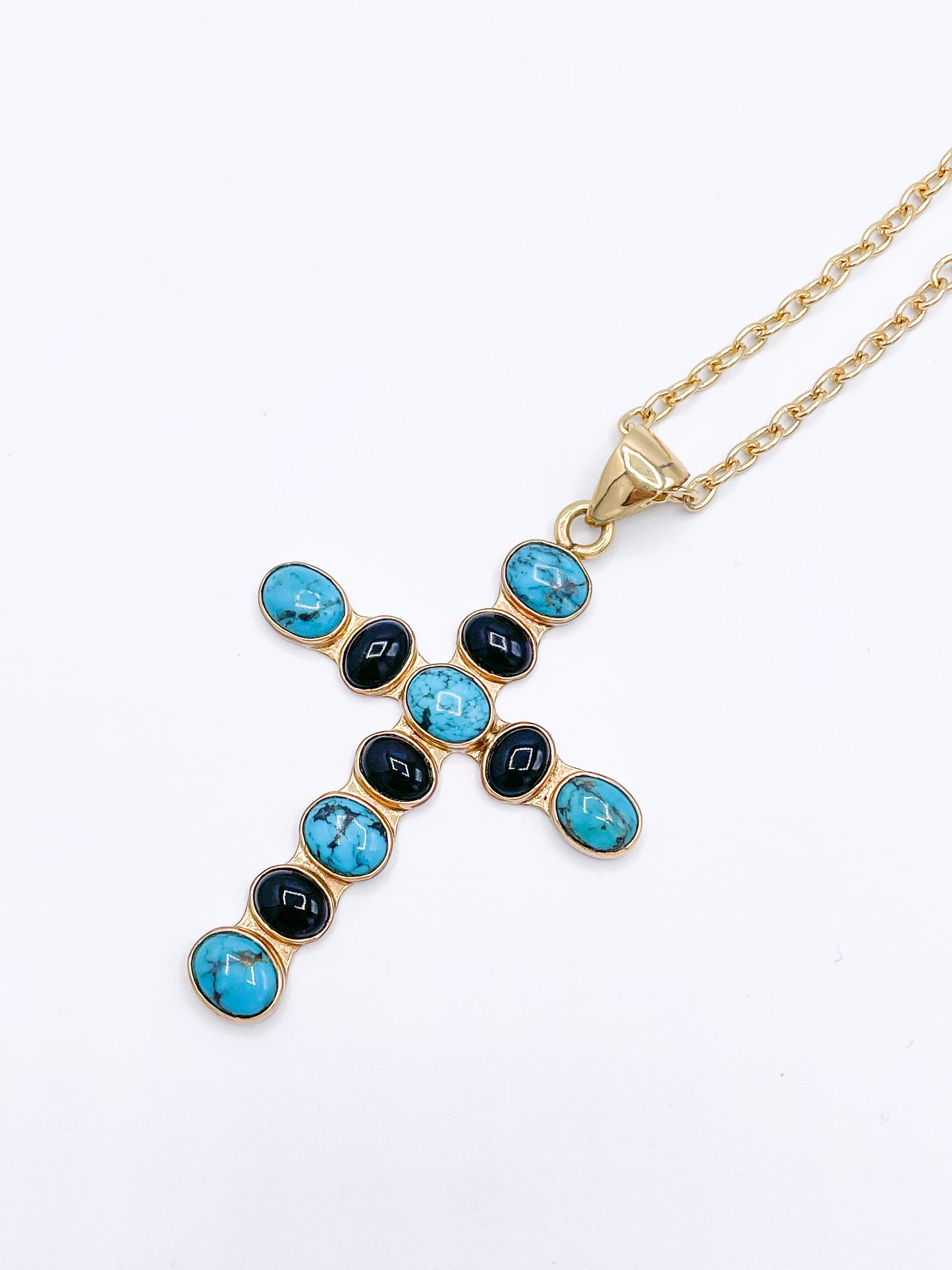 Turquoise & Oynx Cross - Alchemia