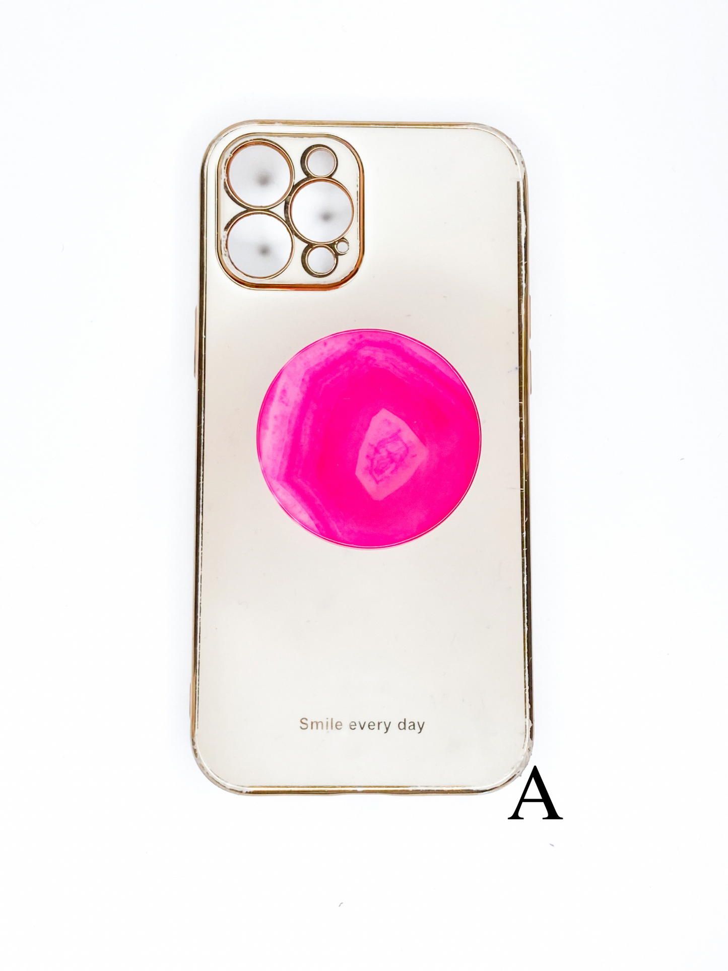 Pink Round Agate Phone Stones