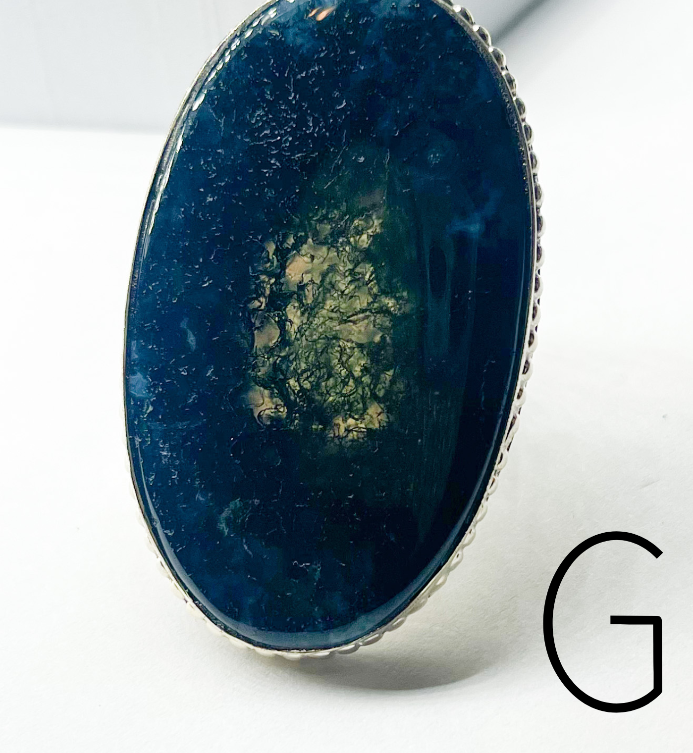 Moss Agate Statement Ring Flex Cuff-Solid Sterling Silver